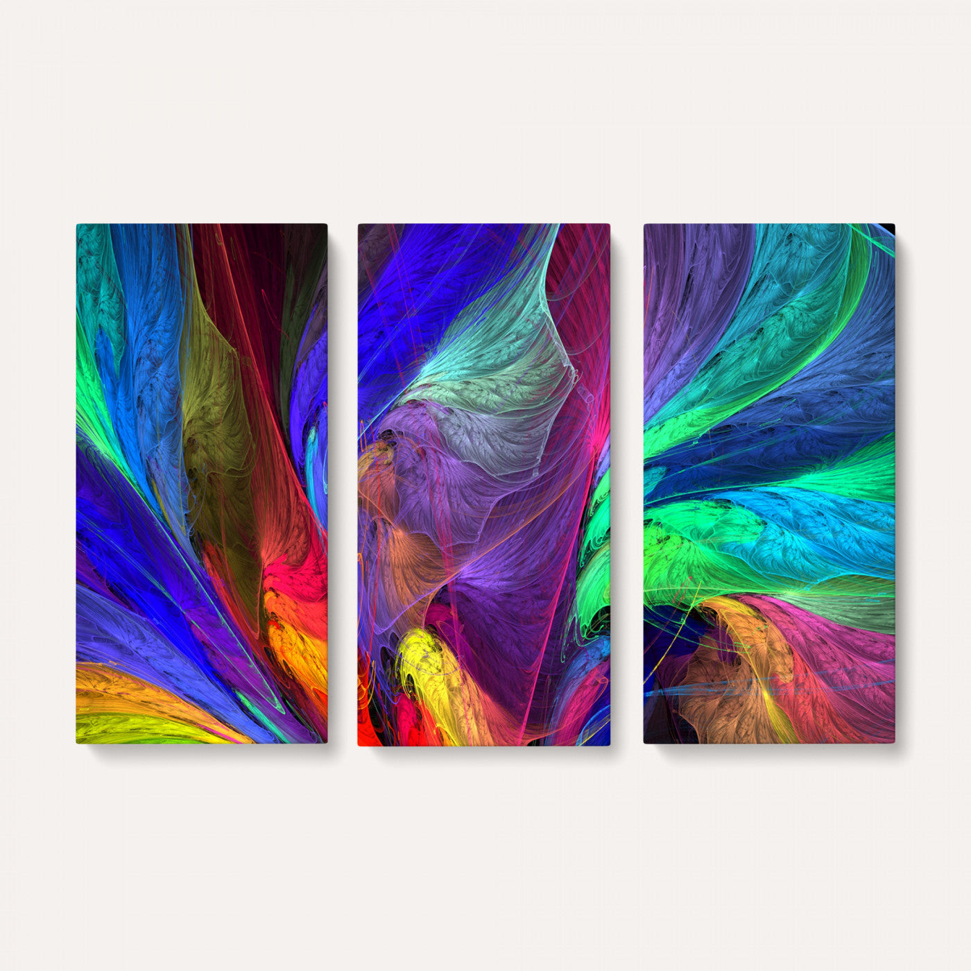 376925791-MGV-CV-36X24 - Colorful Abstract Canvas Wall Art, Rainbow Swirl Fractal Print, Bold Multicolor Living Room Decor, Vibrant Energy Art, Large Abstract Wall Art