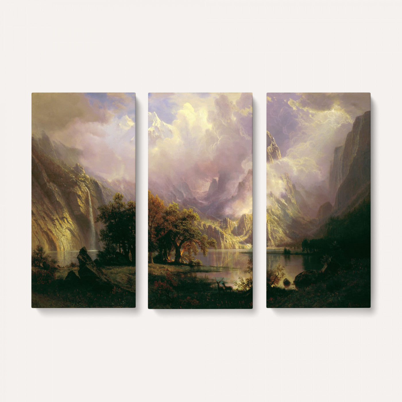 49189463-MGV-CV-36X24 - Albert Bierstadt Rocky Mountain Landscape Wall Art Canvas Print, Classic Fine Art Painting Print