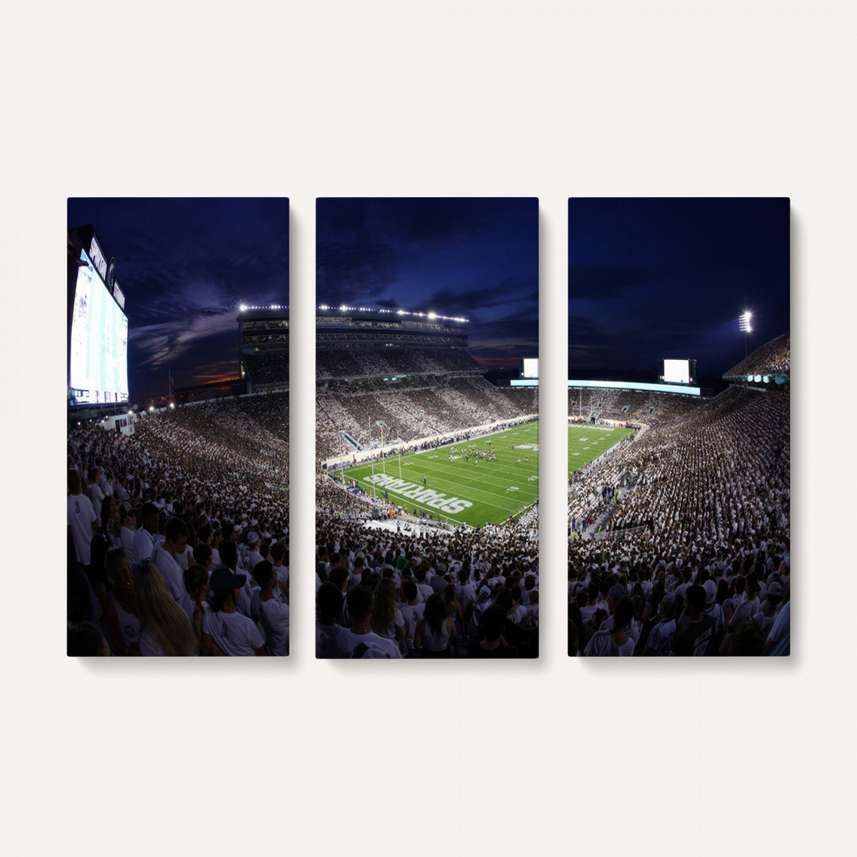75193-PAN-FL-20X10 - Michigan State Spartans Canvas, Framed Football Team Print - East Lansing Spartan Stadium Wall Art