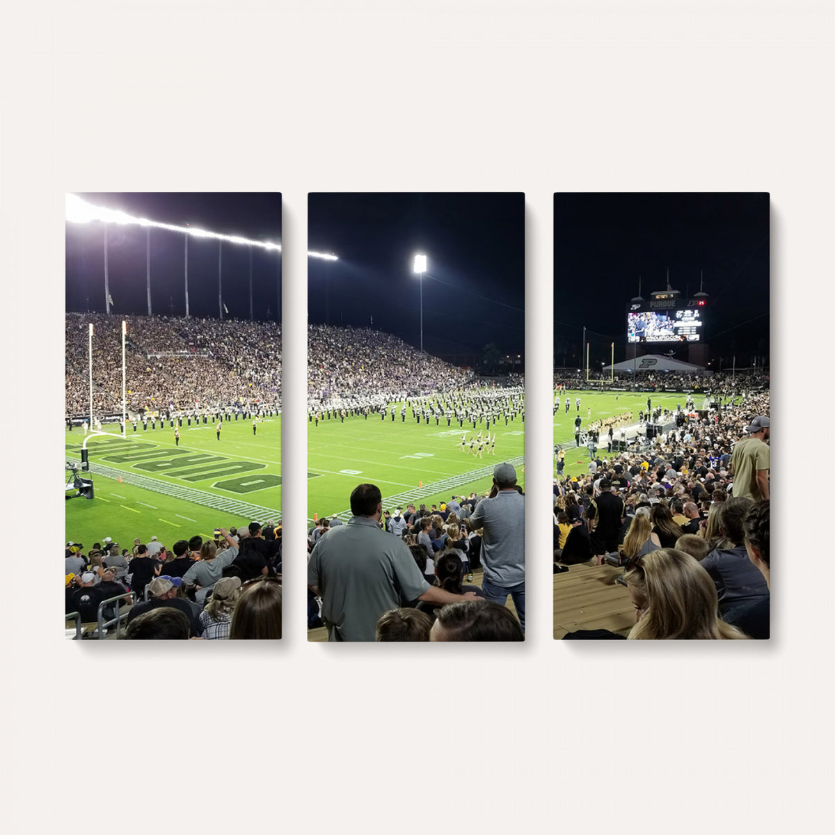 56796-PAN-FL-20X10 - Purdue University Boilermakers Football Team Print - West Lafayette Ross-Ade Stadium Wall Art Canvas