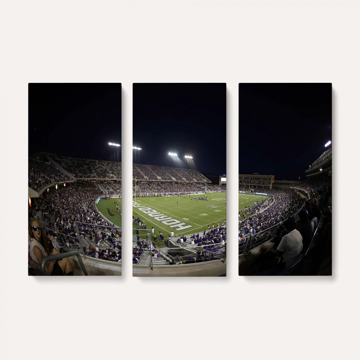 59222-PAN-FL-20X10 - TCU Horned Frogs Football Team Print - Fort Worth Amon G. Carter Stadium Wall Art Canvas Print.