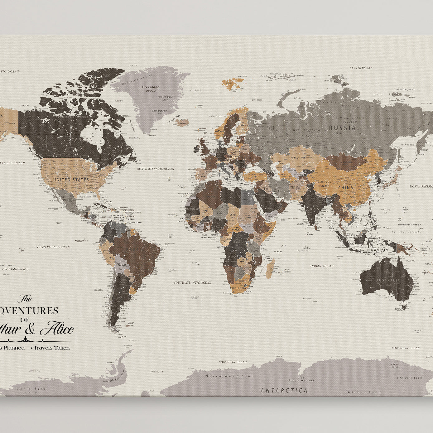 -Personalized Push Pin World Map Canvas – Custom Framed Travel Tracker Wall Art, Large Adventure Map with Pins for Home, Office