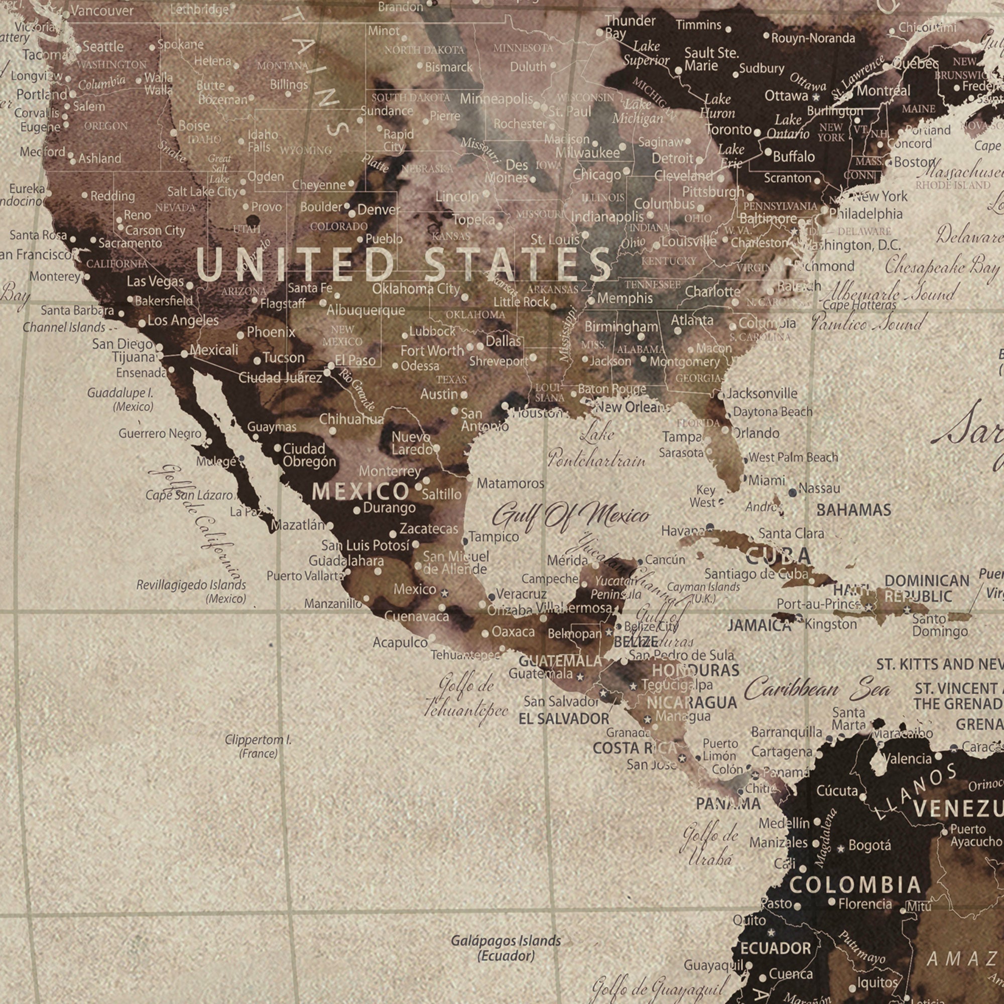 25688366-MGV-CV-36X24-Custom Push Pin World Map Wall Canvas Print – Personalized Map for Travel Lovers - Large Personalized Gift for Home Office Decor