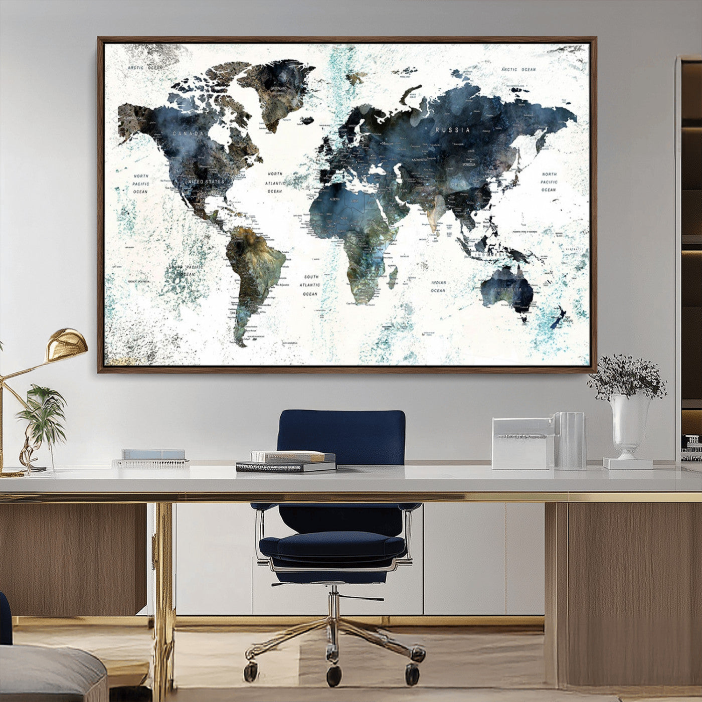 75398-MGV-CV-36X24-Push Pin World Map Canvas Print – Travel Tracker Wall Art for Couples, Perfect Anniversary Gift for Home or Office Decor