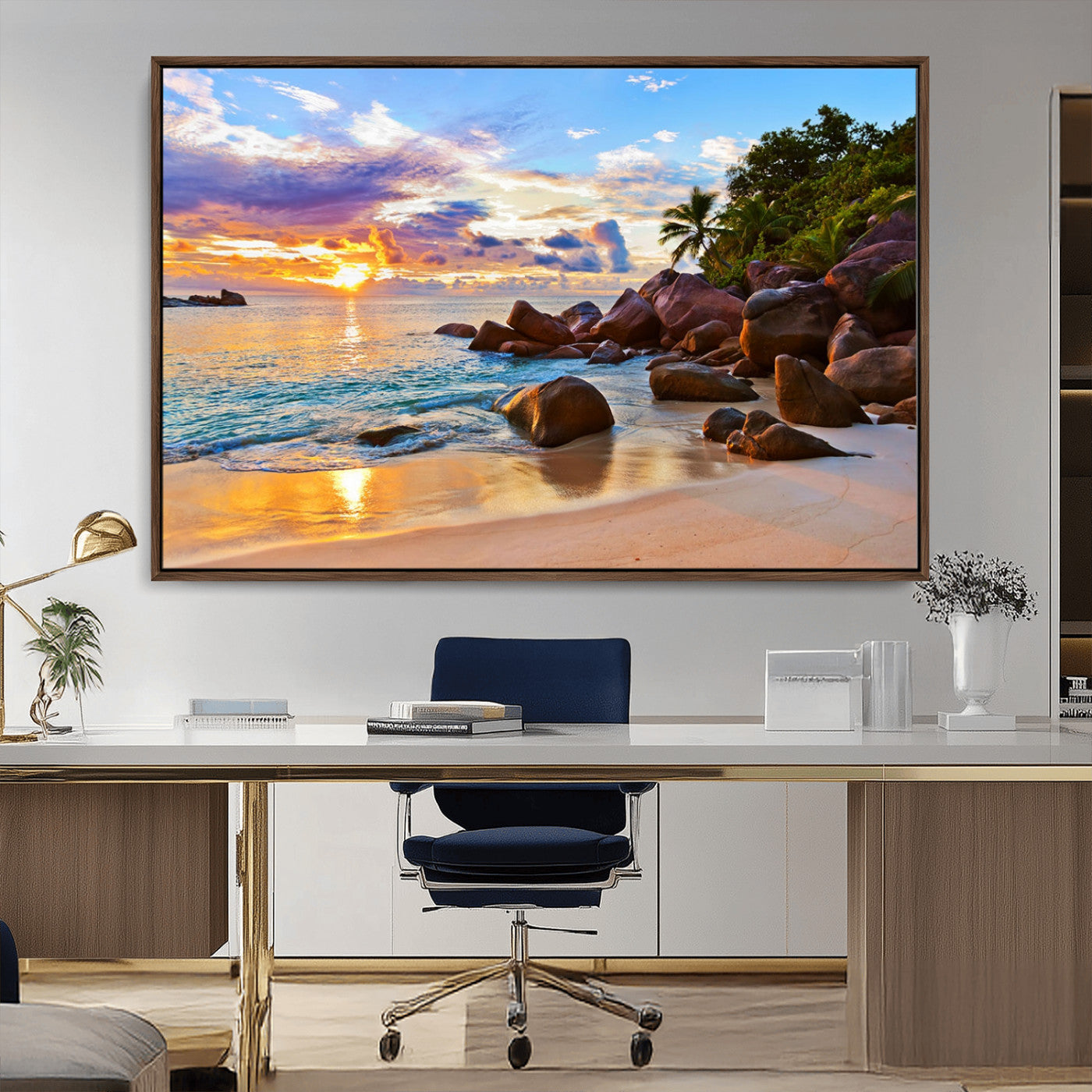 -Tropical Island Beach Sunset Canvas Print