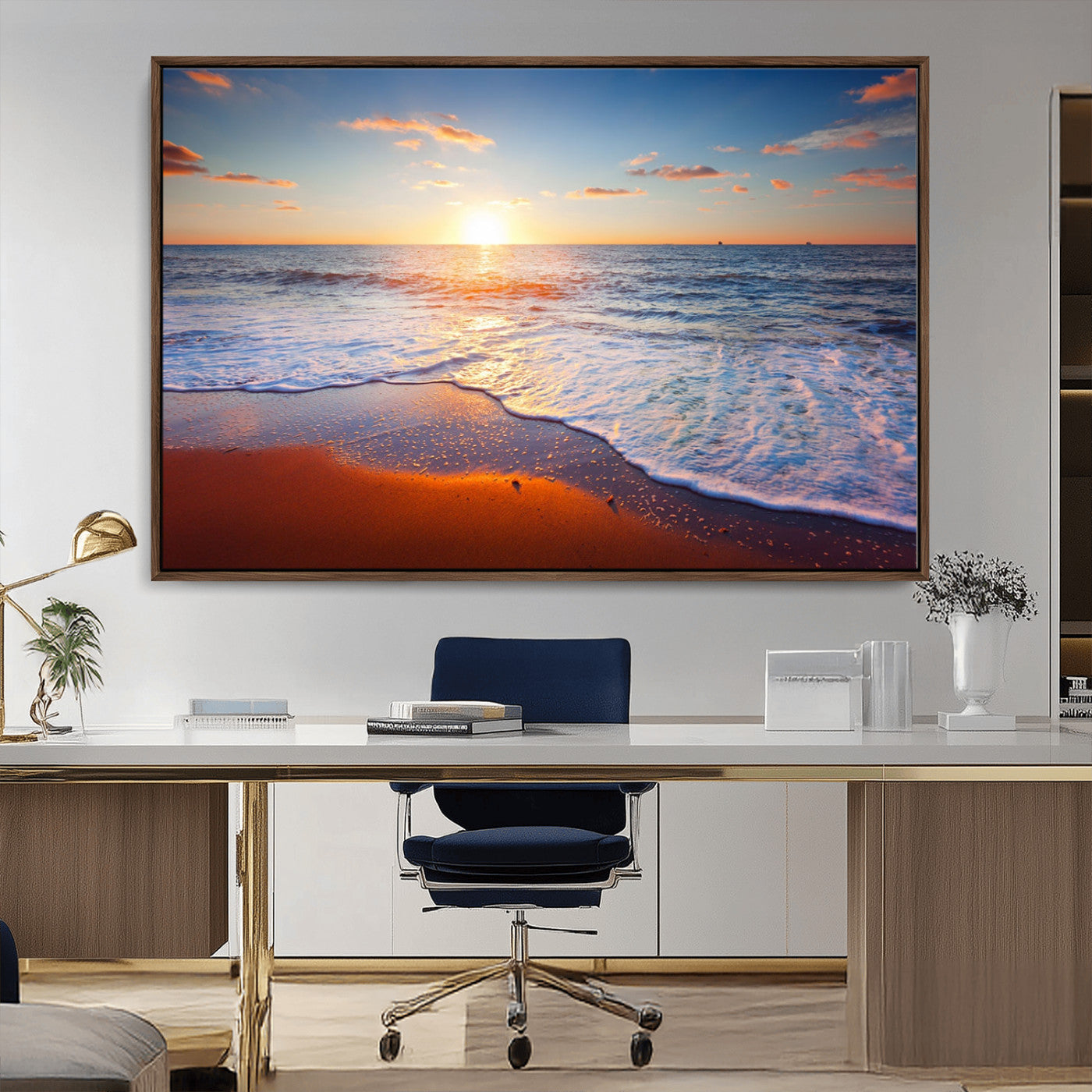 96736-MGV-CV-36X24-Ocean Beach Canvas Wall Art Beach Canvas, Coastal Sunset Tropical Island Beach Sunset Artwork Print for Living Room Home Office Decor, Beach Wall Art, Sea Wall Art