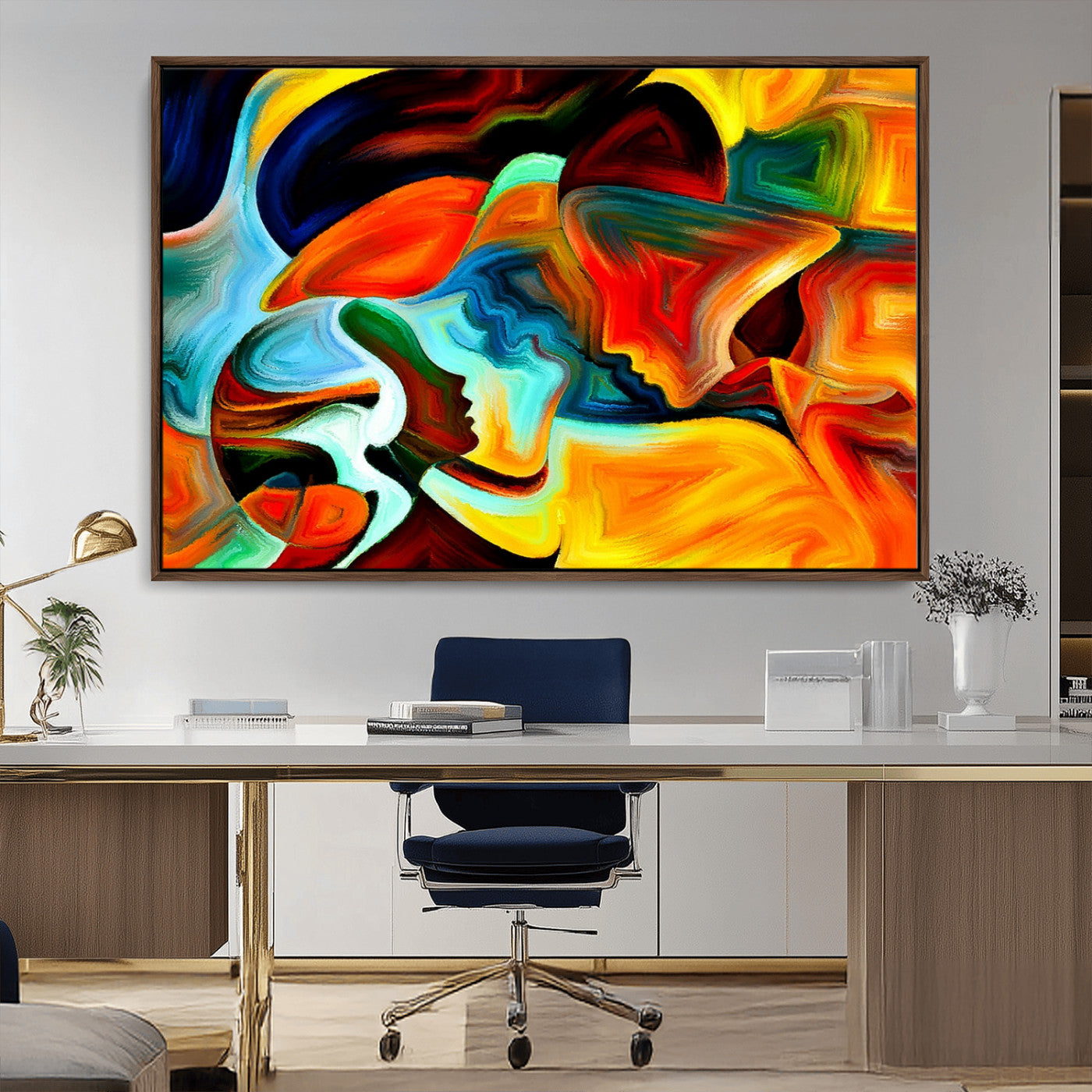70242-MGV-CV-36X24-Human Love Figures Abstract Wall Art Canvas Print