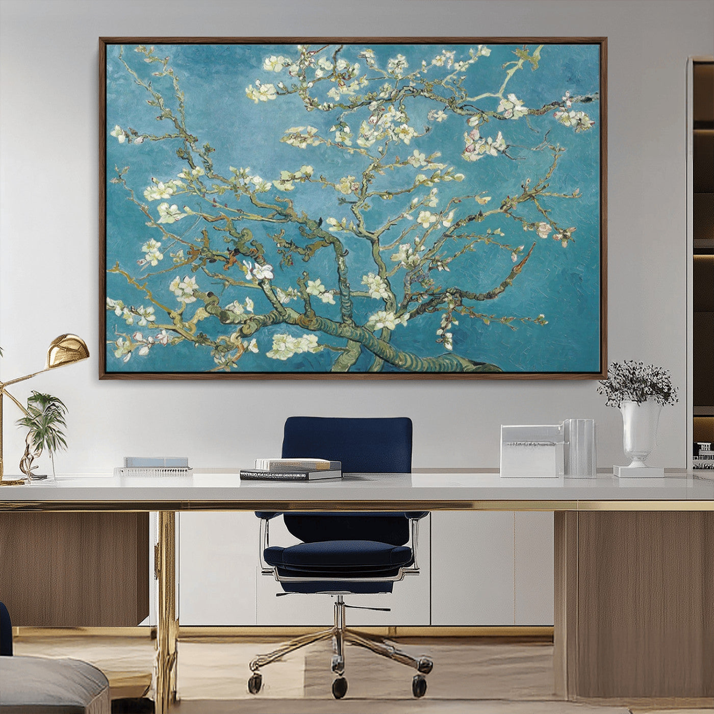 65607-MGV-CV-36X24-Vincent Van Gogh's Almond Blossom Abstract Wall Art Canvas, Van Gogh Almond Blossom Canvas Print