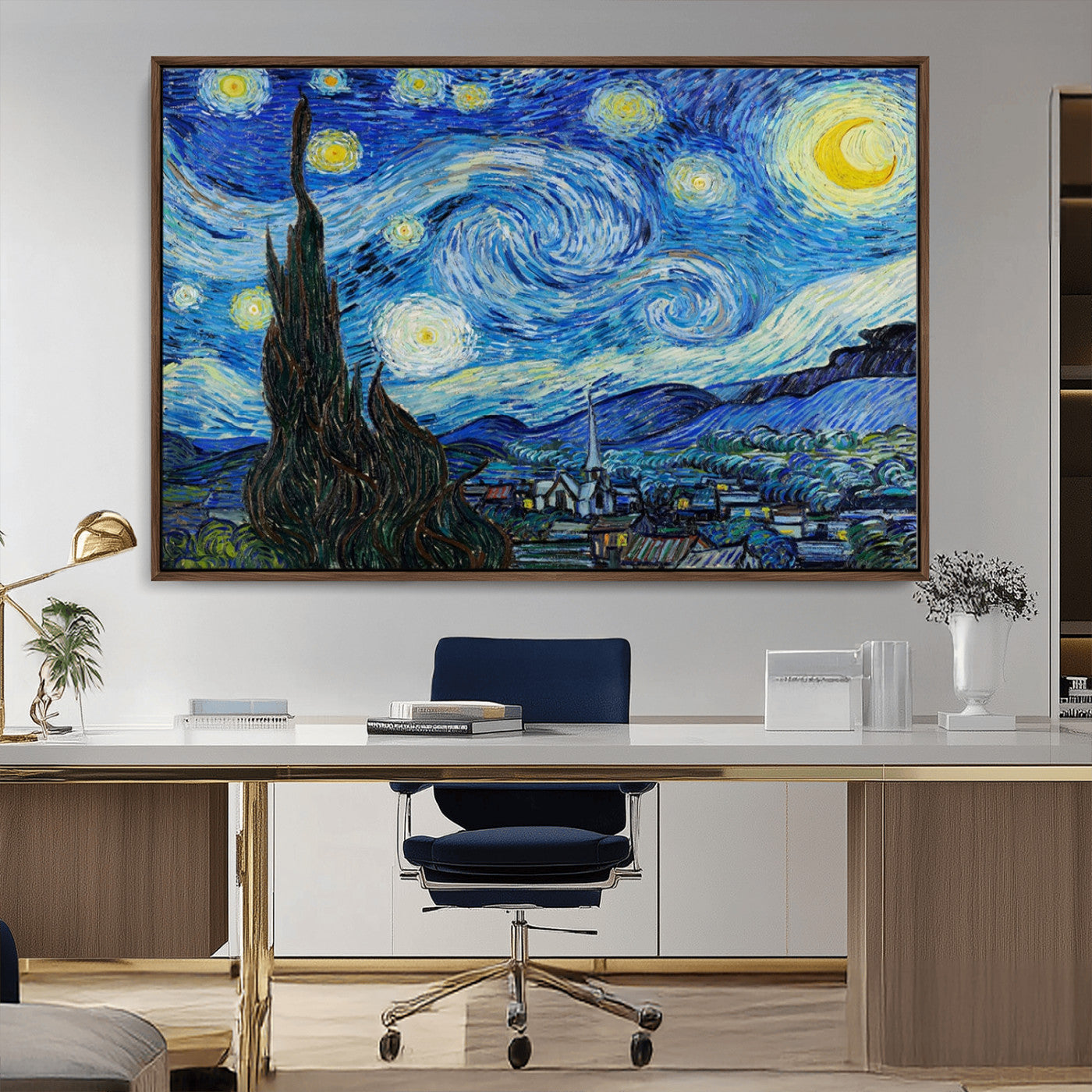 39177-MGV-CV-36X24-Vincent Van Gogh The Starry Night Abstract Wall Art Canvas Print