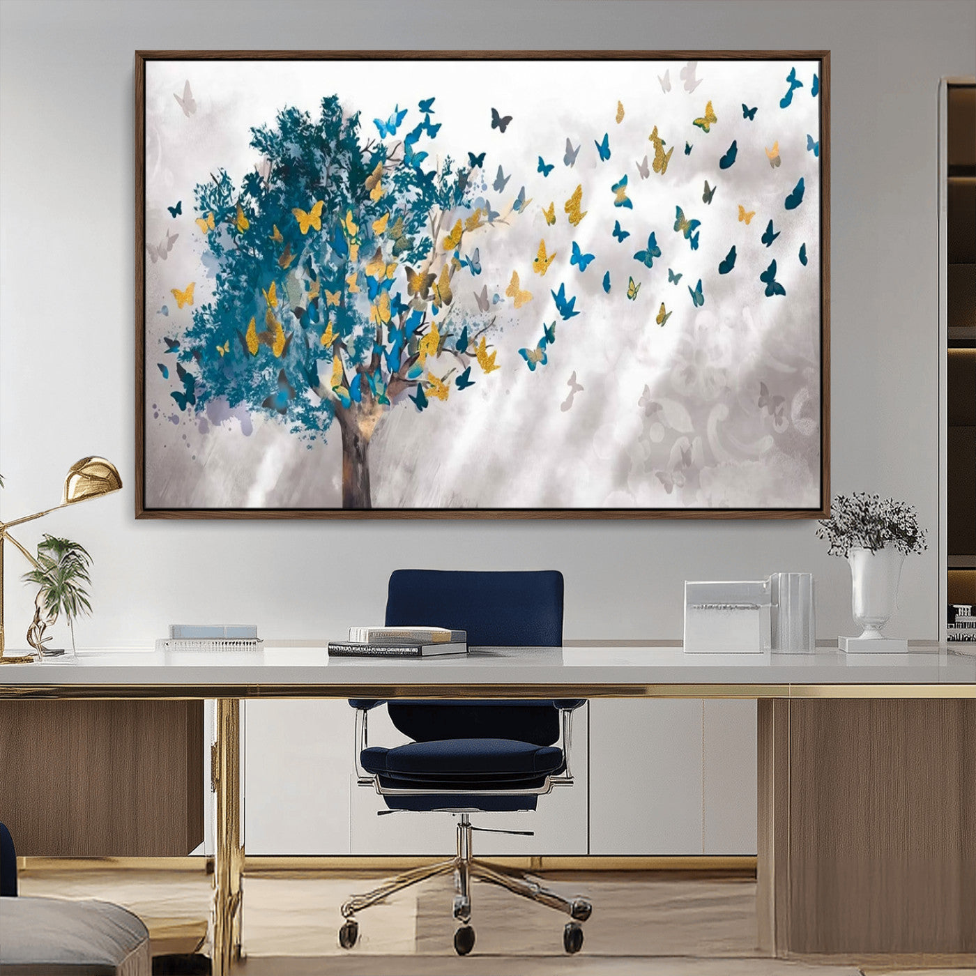 37564-MGV-CV-36X24-Tree Butterfly Abstract Tree and Butterfly Wall Art Canvas Print