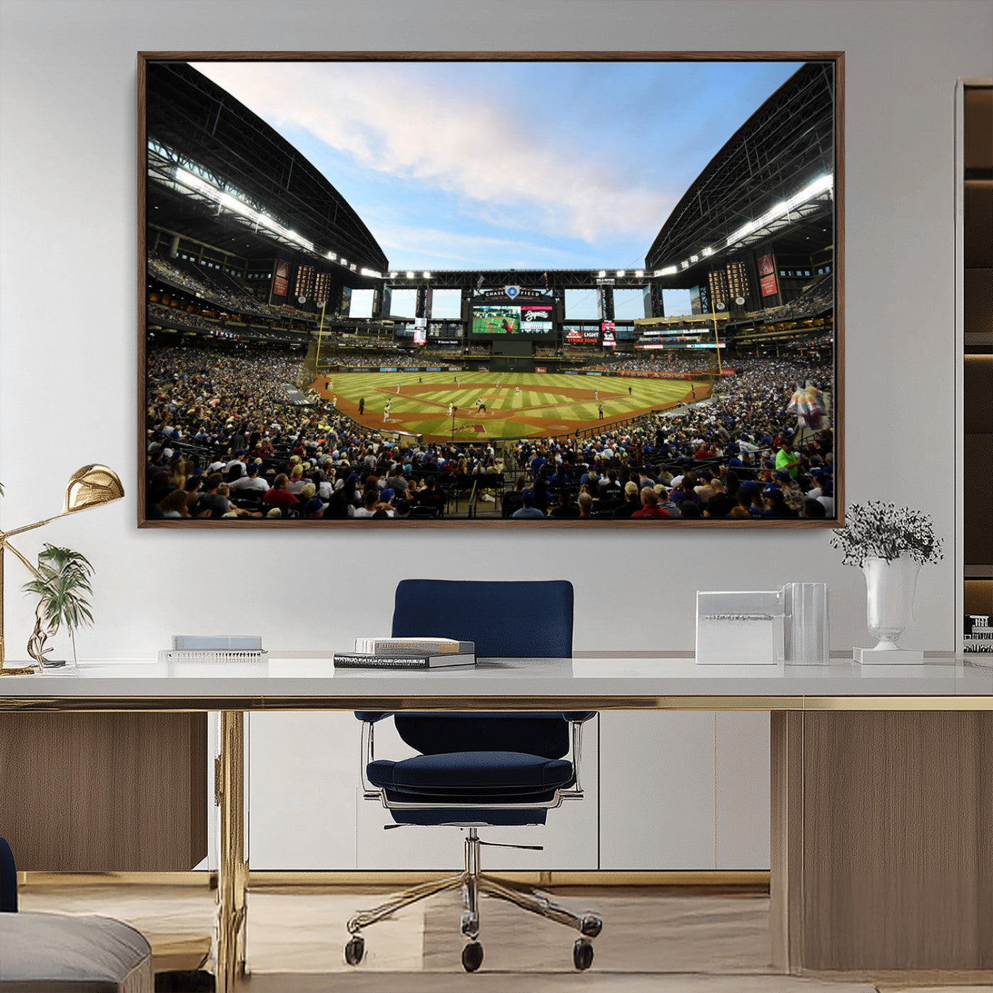 92672-MGV-CV-36X24-Arizona Diamondbacks Team Print - Phoenix Chase Field Stadium Wall Art Canvas Print