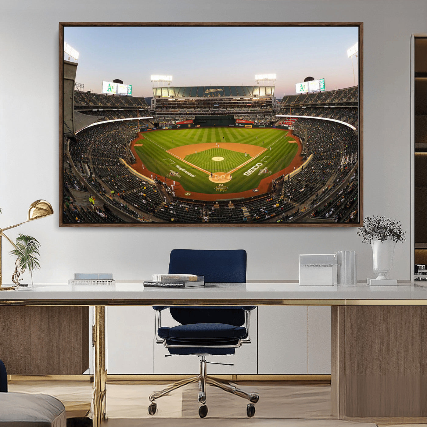 -Oakland Athletics Baseball Team Print - RingCentral Coliseum Stadium Wall Art Canvas Print