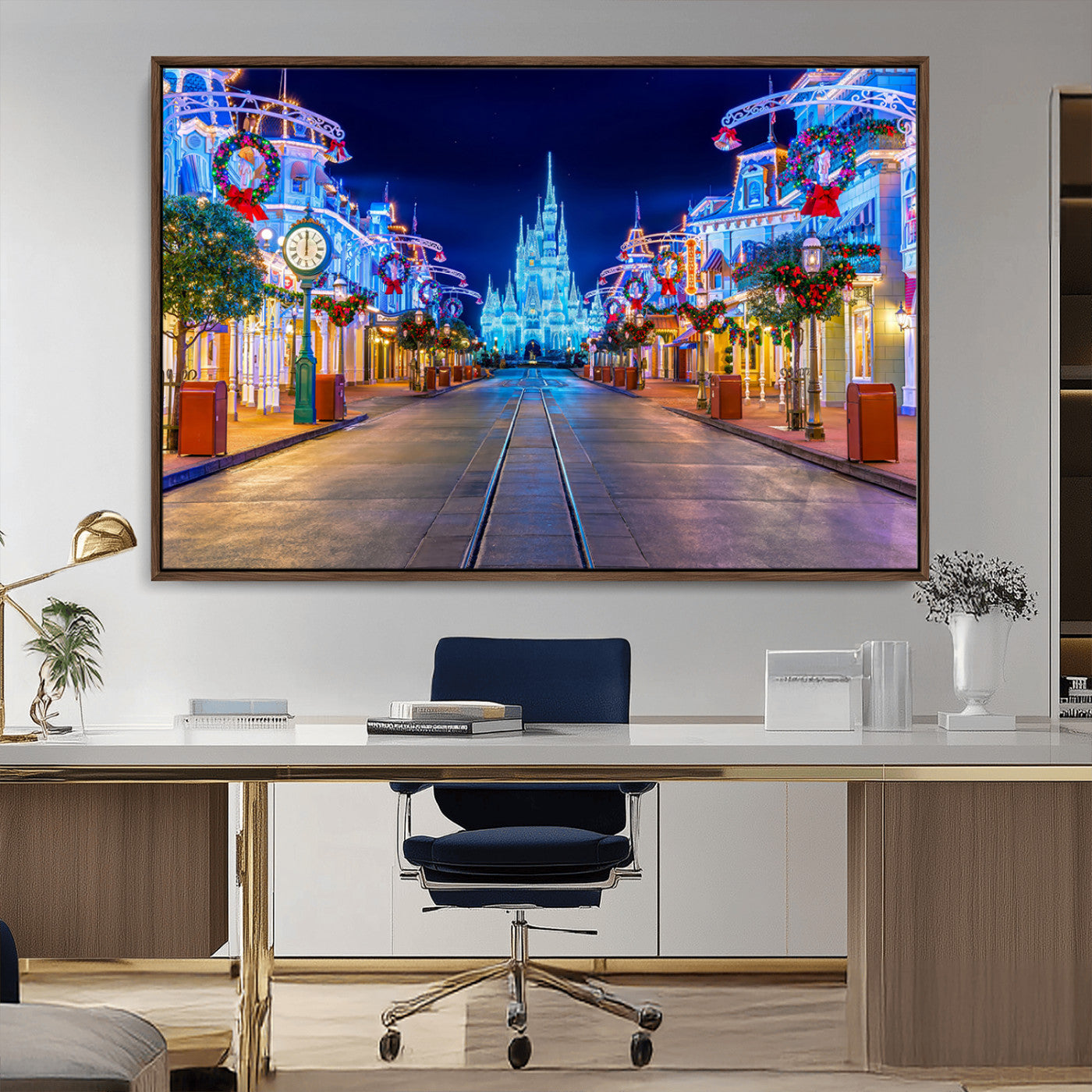 12470-MGV-CV-36X24-Disney Castle Wall Art – Large Magic Kingdom Canvas Artwork, Fairytale Design, Kids Room Christmas Decor for Home, Office