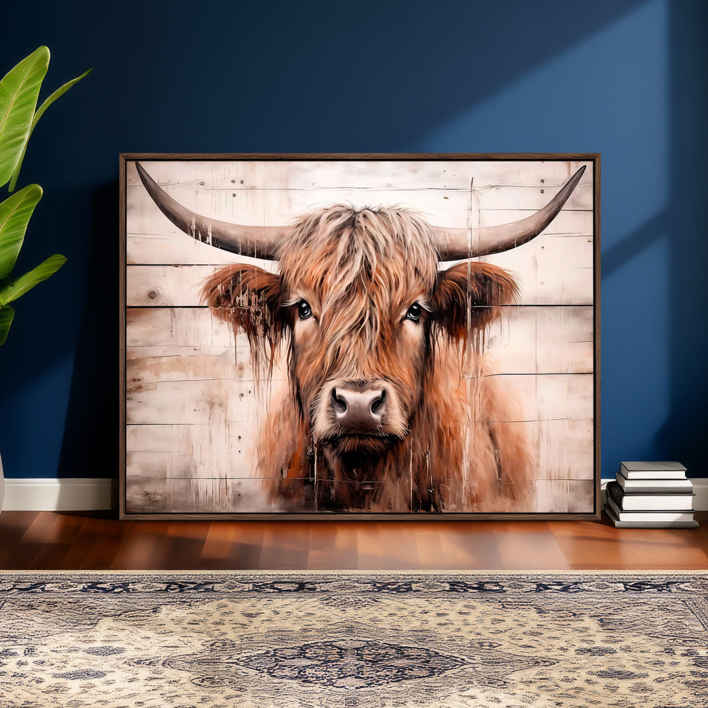 93730-MGV-CV-36X24 - Vintage Scottish Highland Cow Cattle Art Print Farmhouse Wall Art Canvas Print
