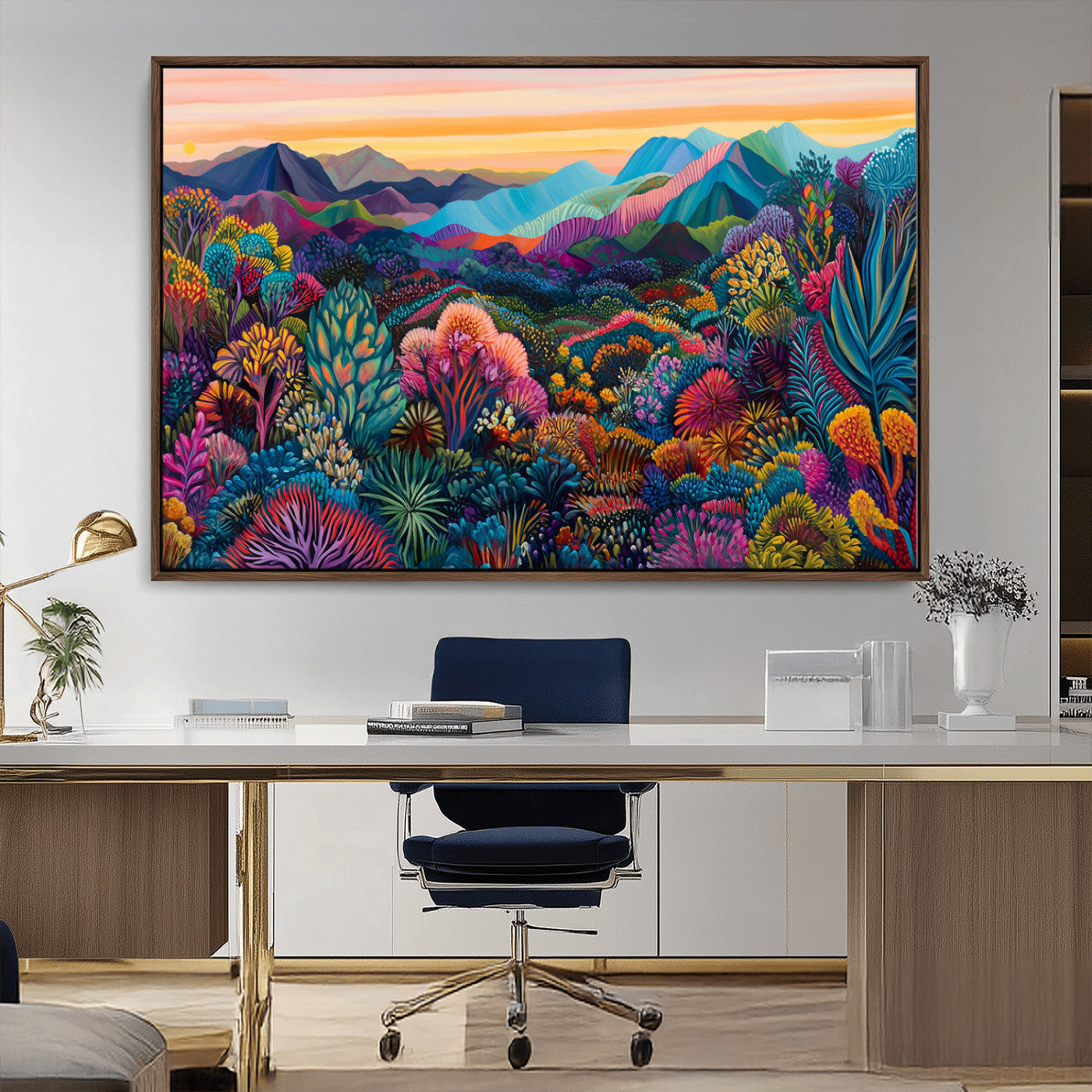 63728-MGV-CV-36X24-Colorful Abstract Landscape Wall Art Print Canvas - Vibrant Modern Decor for Living Room, Office, or