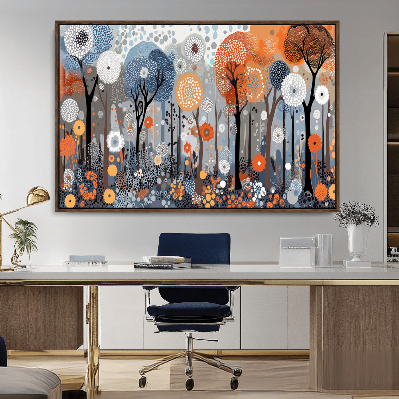 48857-MGV-CV-36X24-Abstract Winter Landscape Canvas Wall Art Print - Large Colorful Nature Wall Decor