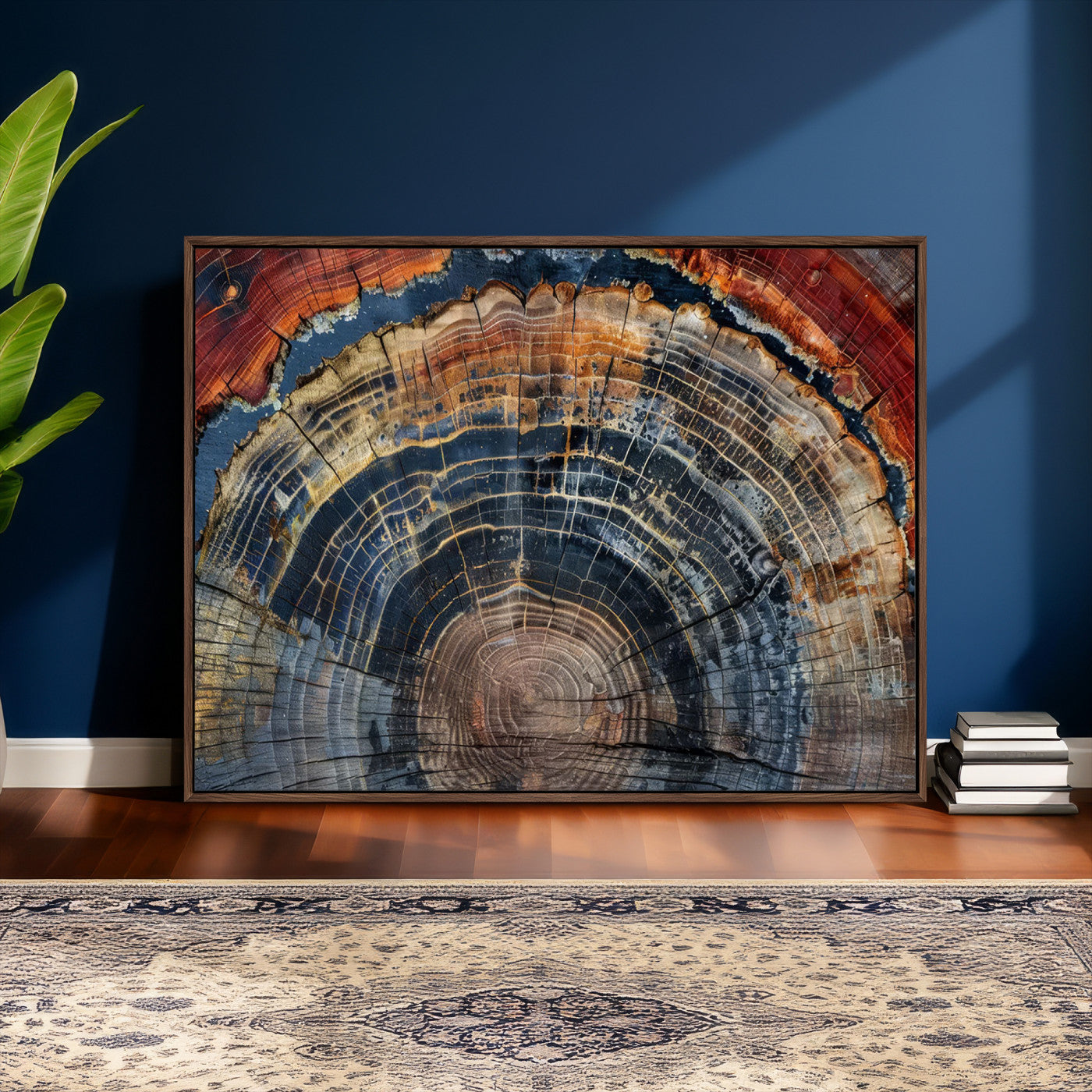 63519-MGV-CV-36X24 - Abstract Tree Ring Wall Art Canvas Print – Colorful Framed Minimalist Nature Tree Rings Home Artwork for Home and Office Decor