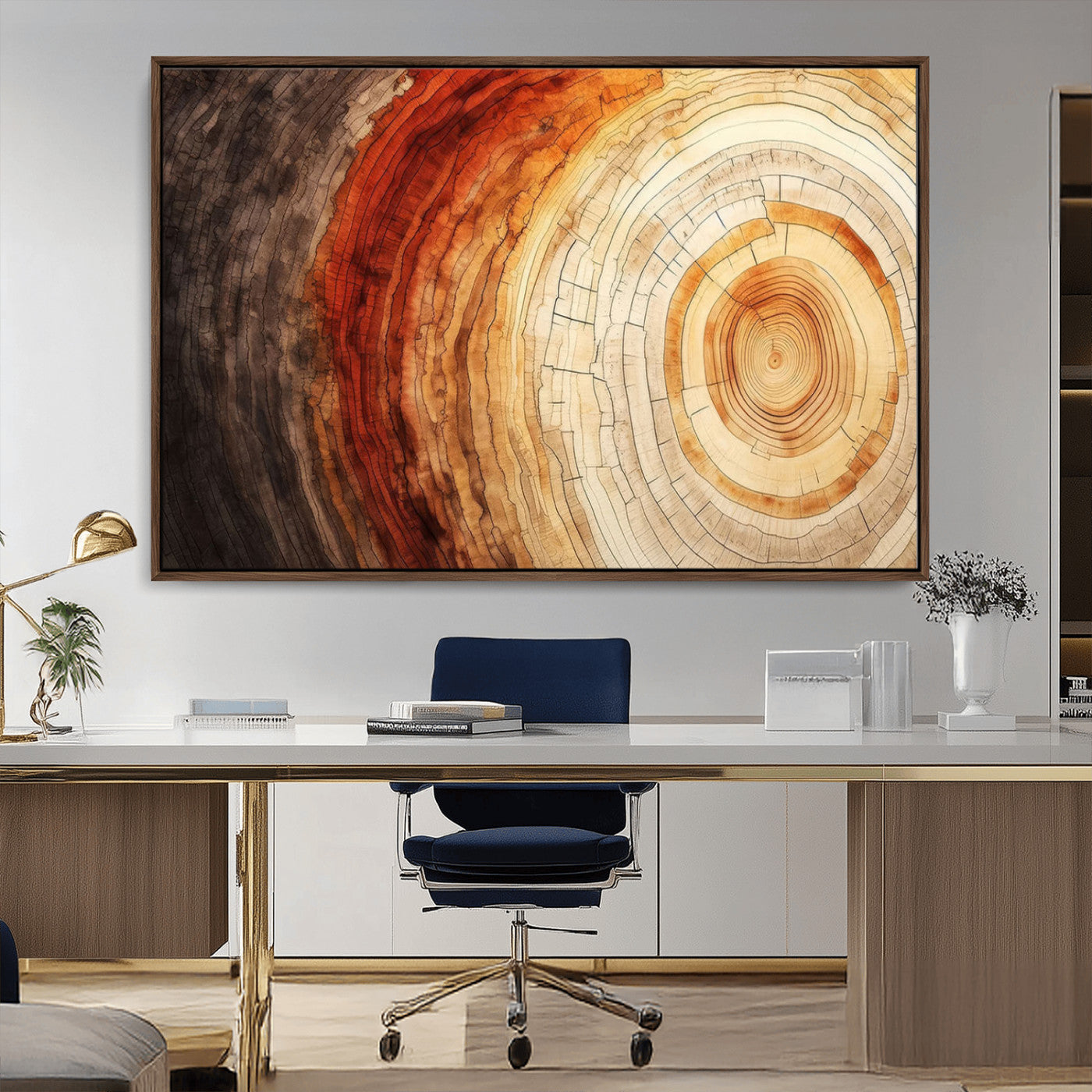 57529-MGV-CV-36X24-Tree Ring Print on Canvas Wall Art, Tree Stump Print, Wood Wall Art Living Room, Abstract Natural