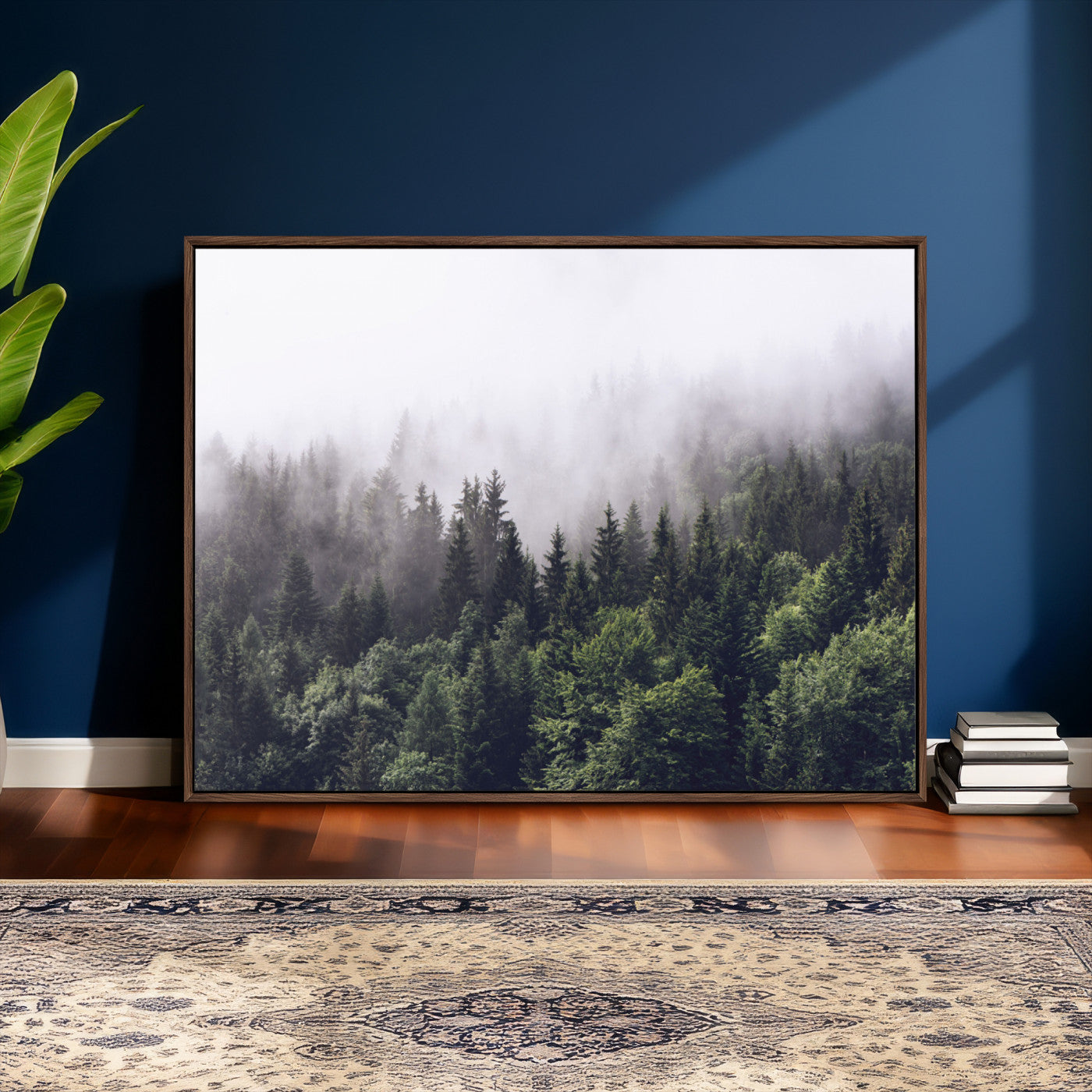 42578900-MGV-CV-36X24 - Misty Forest Wall Art | Foggy Forest Canvas Print | Large Nature-Inspired Misty Tree Landscape for