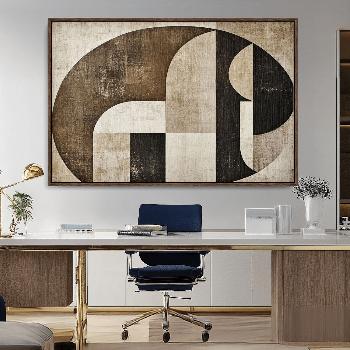 44796-MGV-CV-36X24-Wabi Sabi Abstract Wall Art | Geometric Modern Minimalist Canvas Print with Neutral Mid Century Art