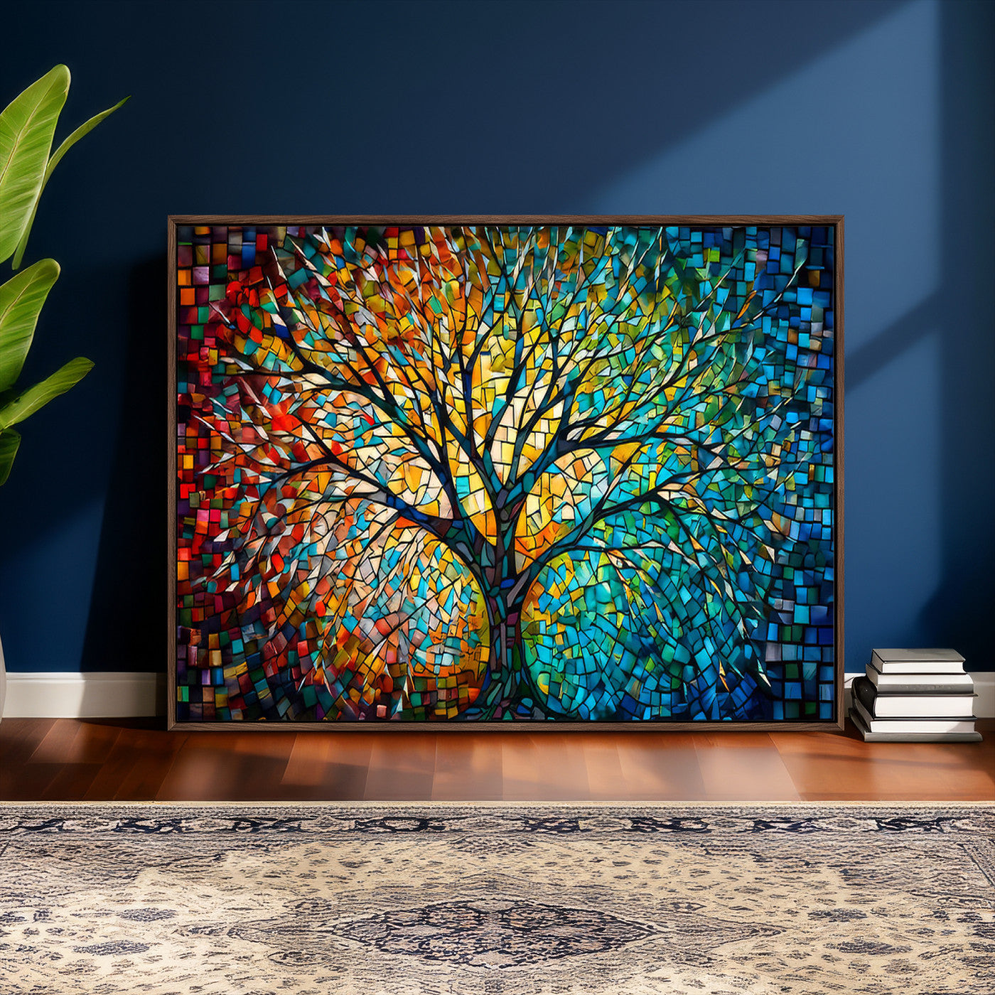99325-MGV-CV-36X24 - Yggdrasil Tree of Life Wall Art Print Canvas | Mosaic Style 3-Panel Canvas Print