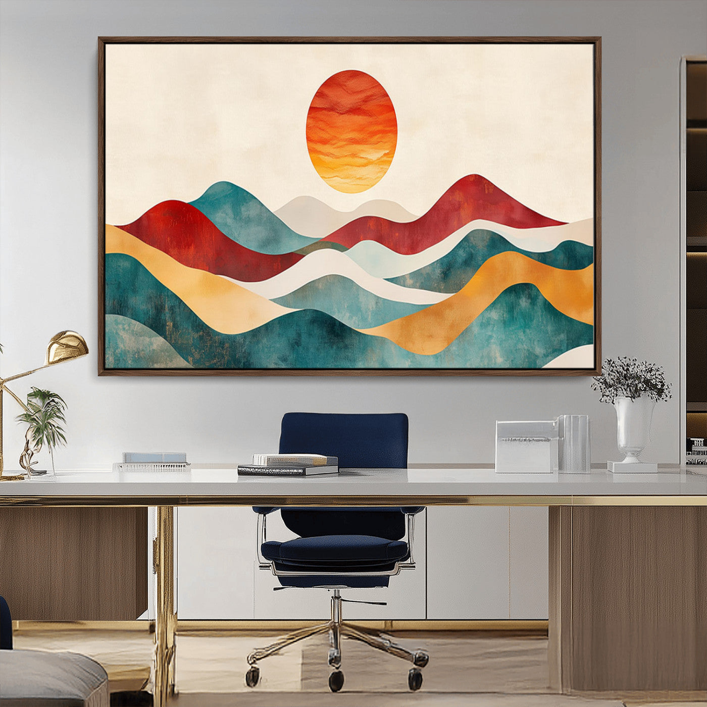 -Southwest Mountain Canvas - Boho Triptych Wall Art - Rustic Woodland Nursery Decor - Abstract Nature