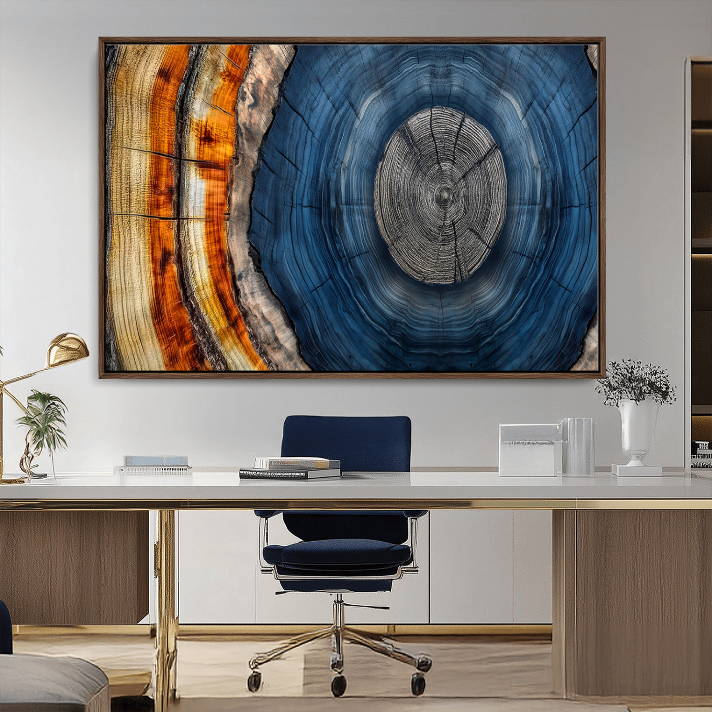 79754215-MGV-CV-36X24-Abstract Tree Rings Wall Art Canvas Print - Wood Grain Rings Artwork Print - Nature Woodland Modern