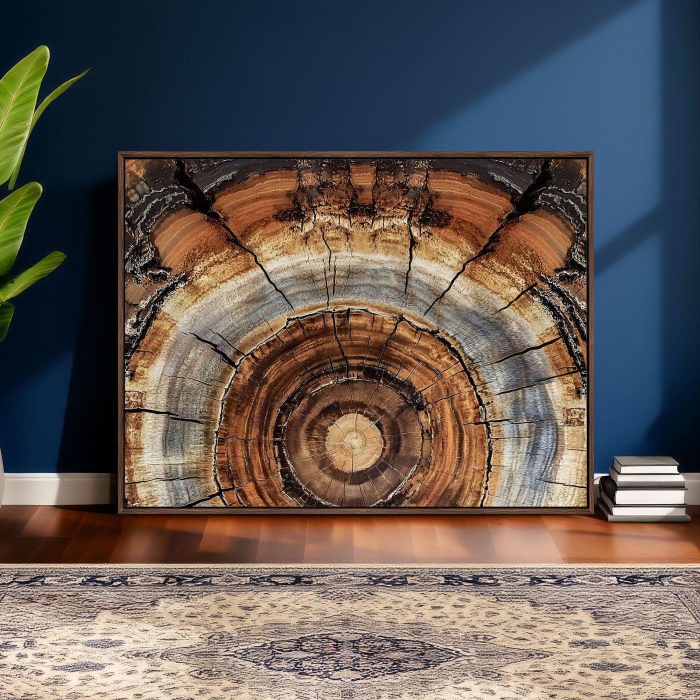 15184146-MGV-CV-36X24 - Tree Rings Wall Art Canvas Print, Framed Wood Texture Art Picture Print, Rustic Pattern Perfect Rustic Organic Decor Artwork