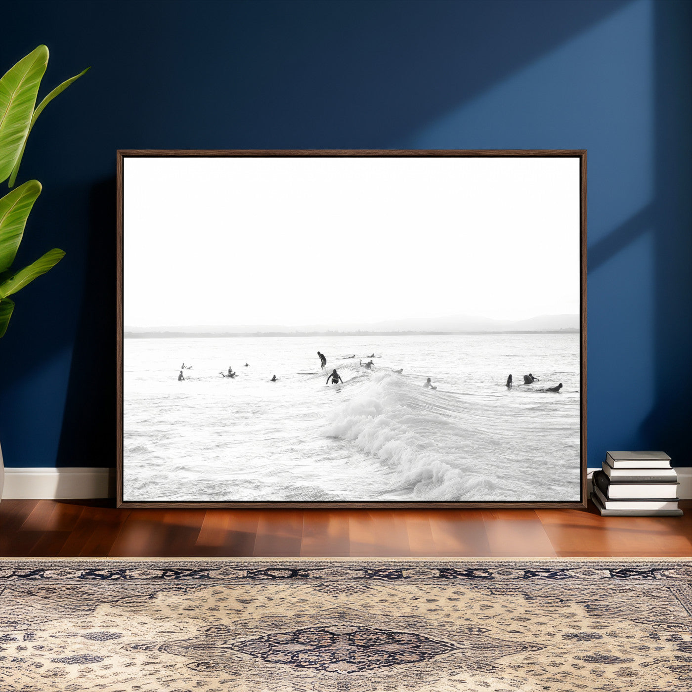 33449548-MGV-CV-36X24 - Surf Crowd Motion Wall Art – Active Surfers & Ocean Waves Canvas Print, Dynamic Water and Coastal Horizon for Living Room or Sea Adventure Decor