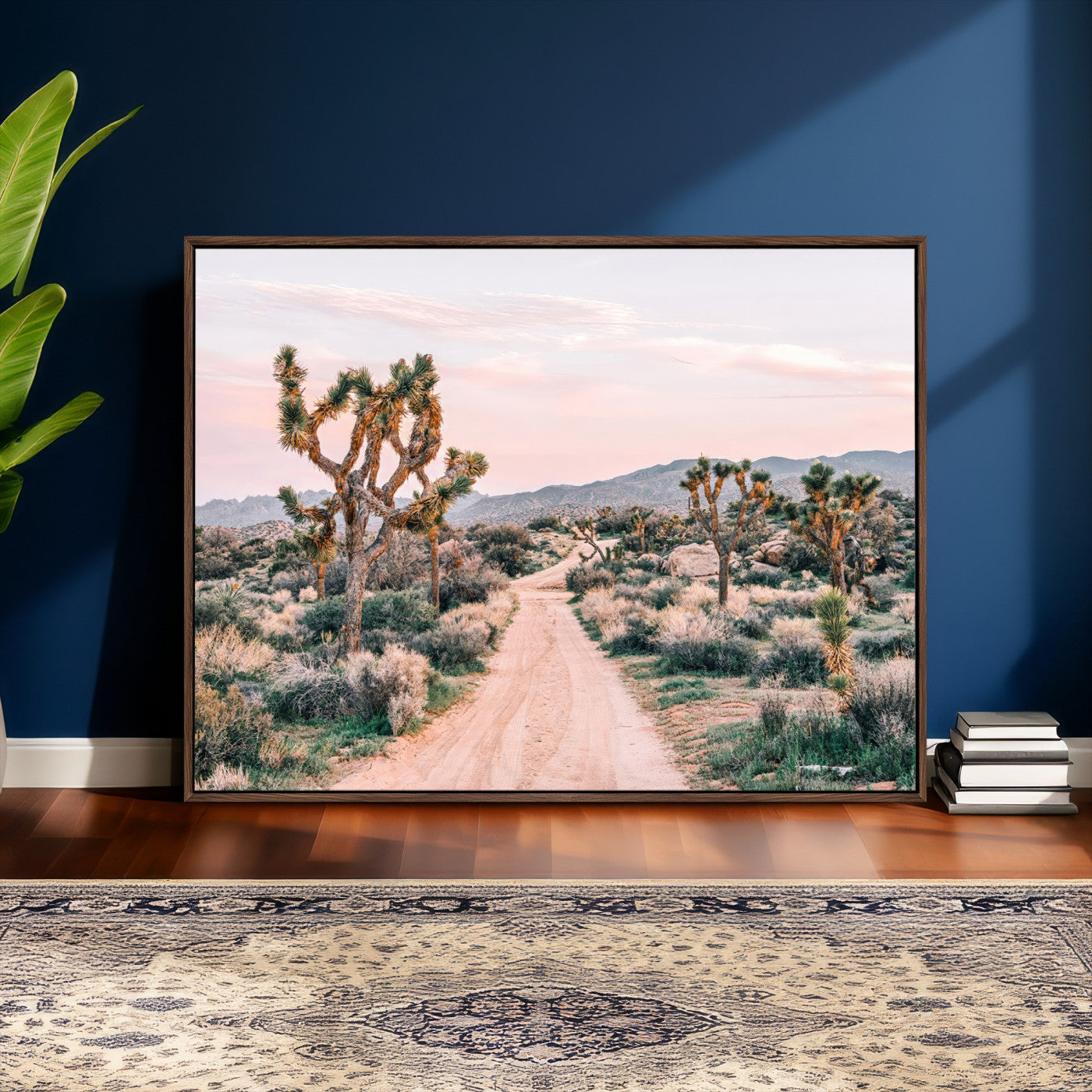 12540952-MGV-CV-36X24 - Desert Trail Wall Art – Canvas Print of Joshua Trees & Sunset Glow, Sandy Path Wilderness, Scenic Nature Escape Decor for Living Room, Office or Bedroom