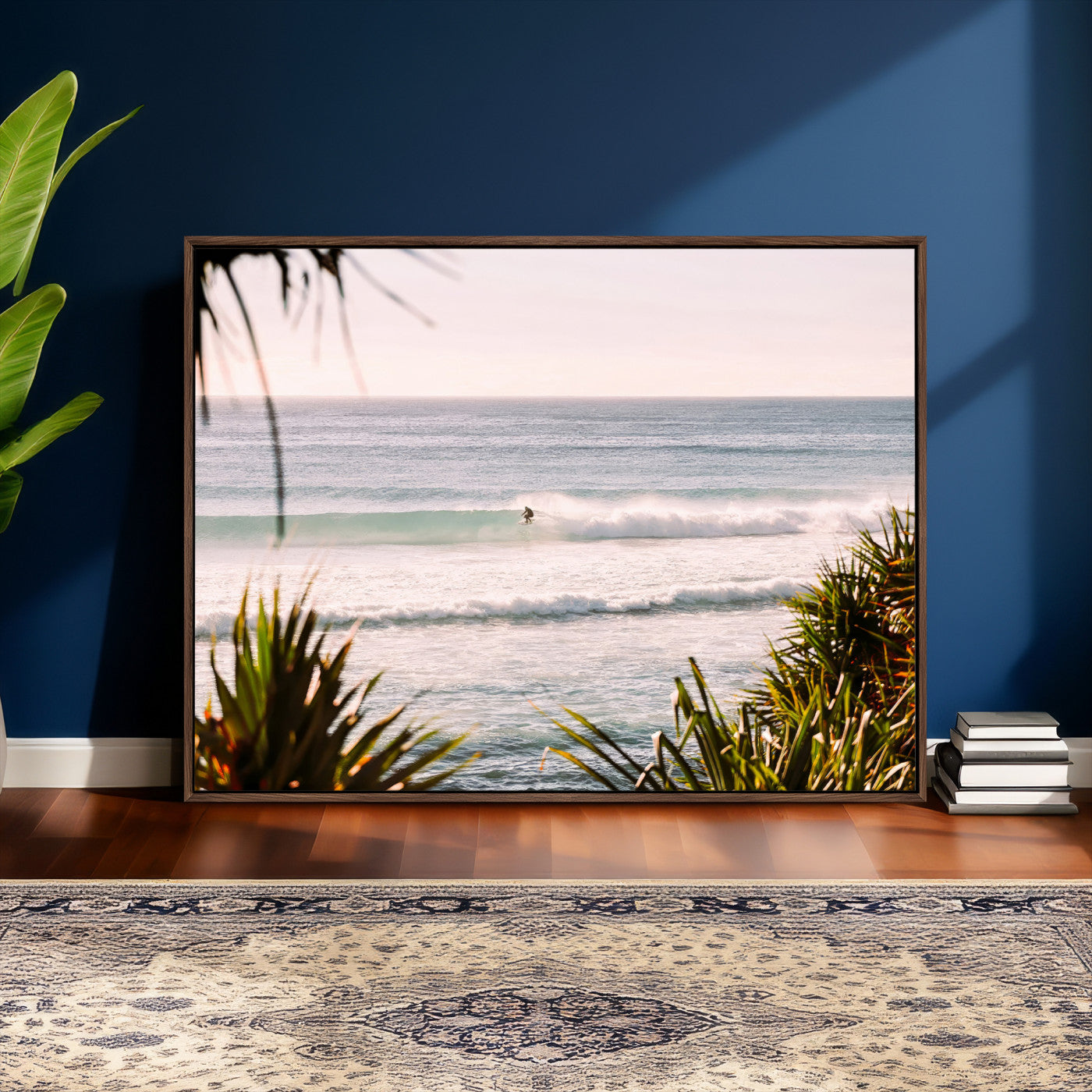 23287092-MGV-CV-36X24 - Ocean Surfer Wall Art Canvas Print | Framed Coastal Surf Art Picture Tropical Beach Artwork for Home Office