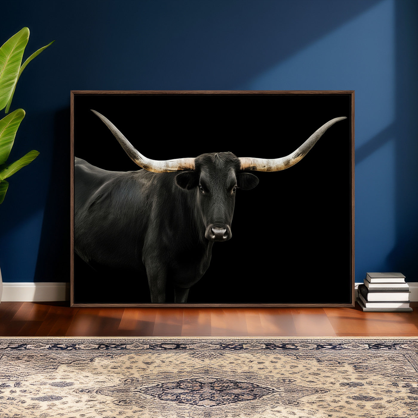 23572907-MGV-CV-36X24 - Texas Longhorn Wall Art Canvas Print, Framed Rustic Western Art Picture Print, Farmhouse Animal Perfect Modern Western Minimalist Decor Artwork