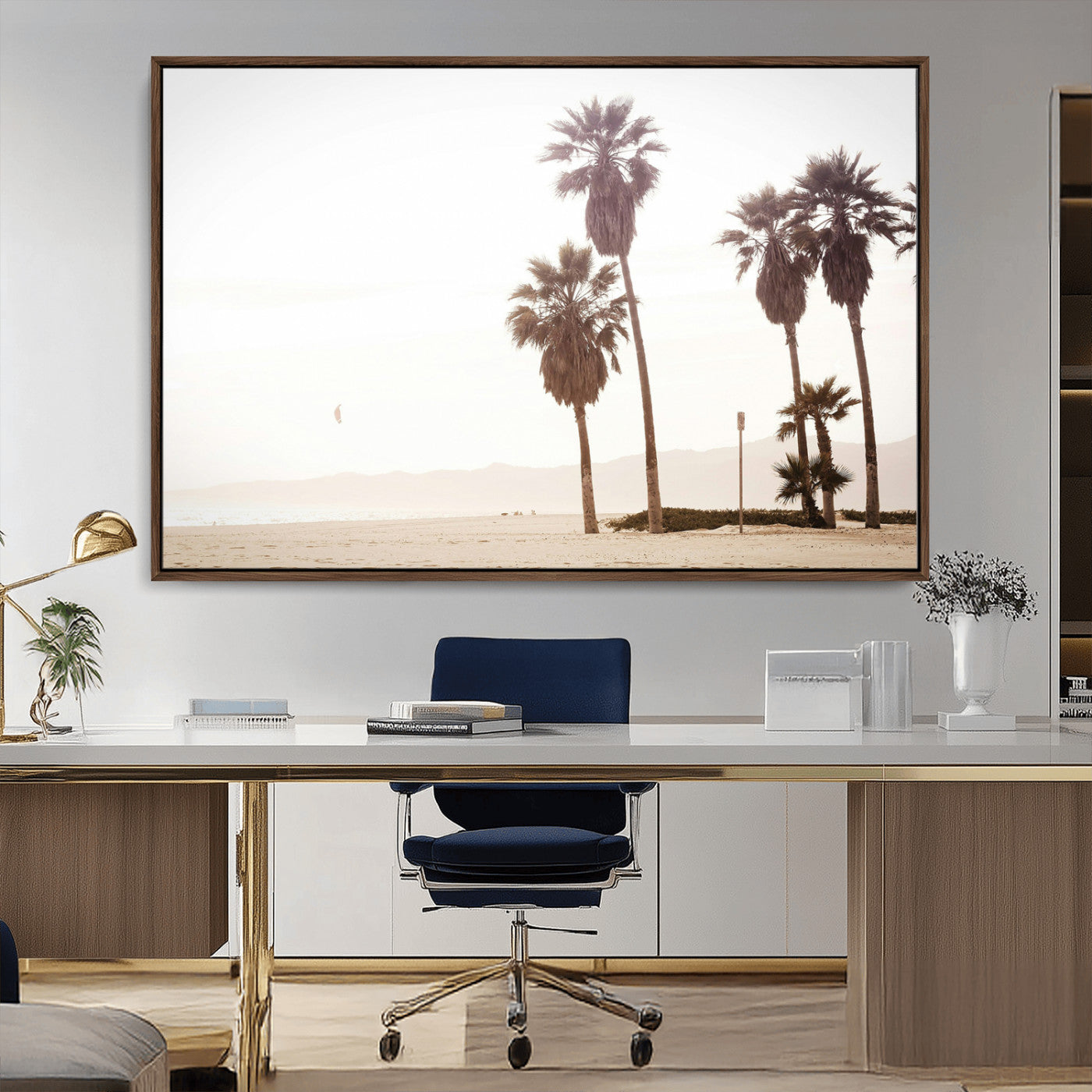 -Coastal Light Wall Art Canvas Print – Relaxing Shoreline Minimalist Ocean Tropical Serenity Artwork for Home, Office