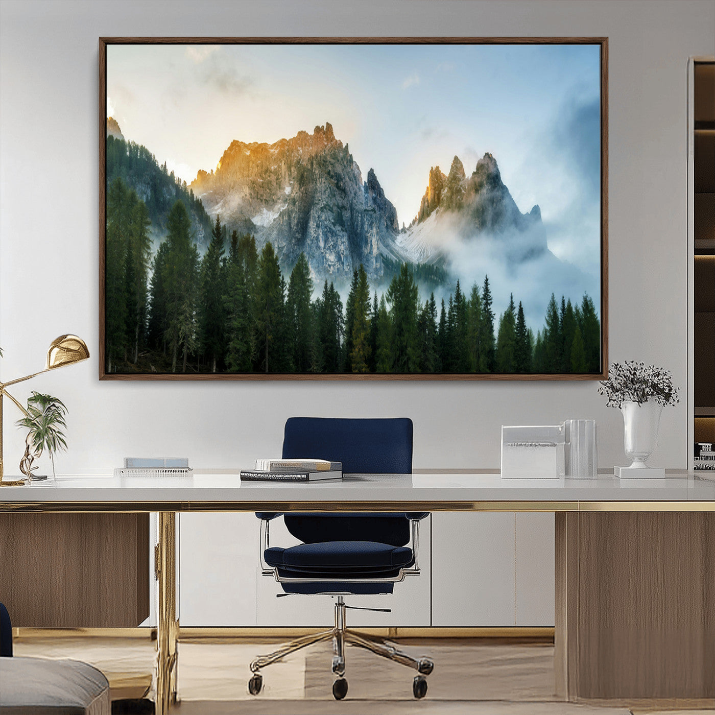 21145440-MGV-CV-36X24-Wilderness Wall Art Canvas Print – Misty Forest Nature Landscape Photography Rustic Scenic Artwork for Home, Office