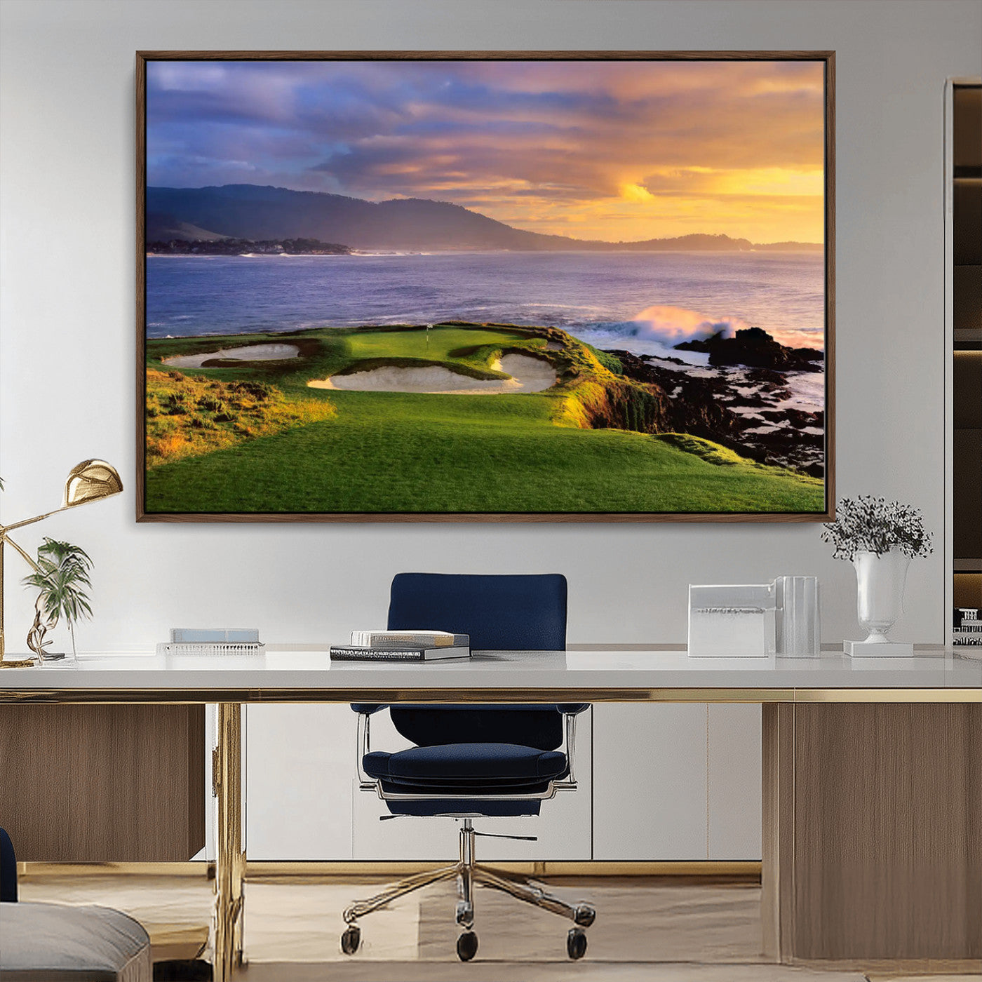 -Pebble Beach Golf Wall Art Canvas Print – Iconic Coastal Golf Course Artwork for Home, Office, Living Room