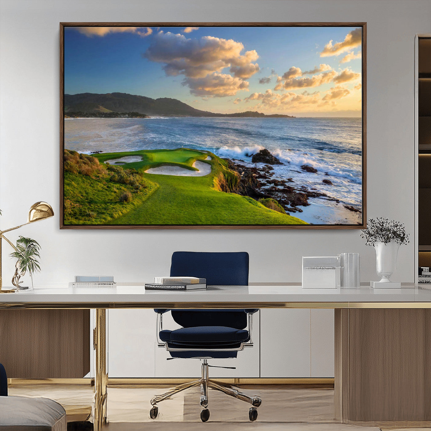 50107048-MGV-CV-36X24-Pebble Beach Golf Links Wall Art Canvas Print – Iconic Coastal Golf Course Artwork for Home, Office, Living Room