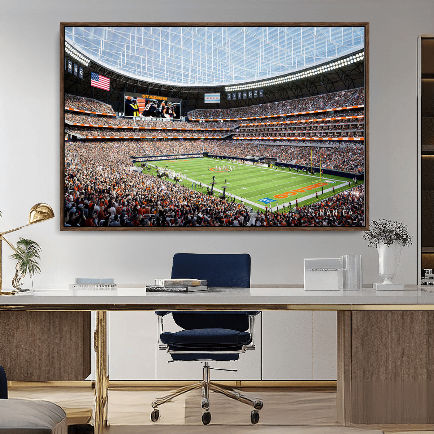 -Chicago Bears Soldiers Field Wall Art Canvas Print – Framed Football Stadium Artwork for Home, Office, Living Room