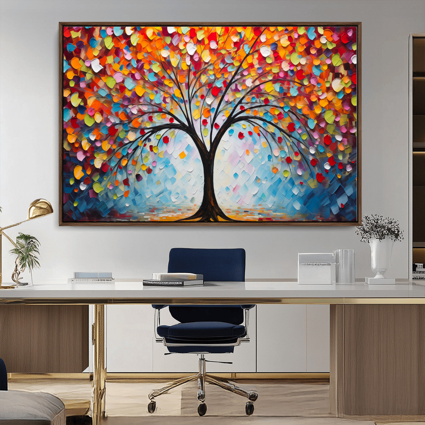 HS2447-MGV-CV-36X24-Vibrant Tree of Life Canvas Wall Art – Colorful Abstract Nature in Modern Decor - Ready to Hang
