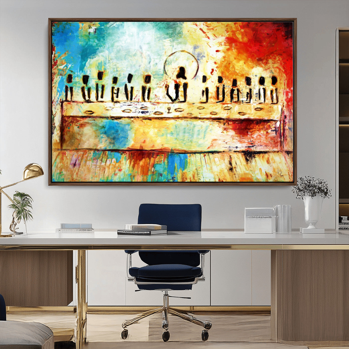 MGV-FC-36X24 - Abstract Last Supper with Apostles Wall Art Canvas Print