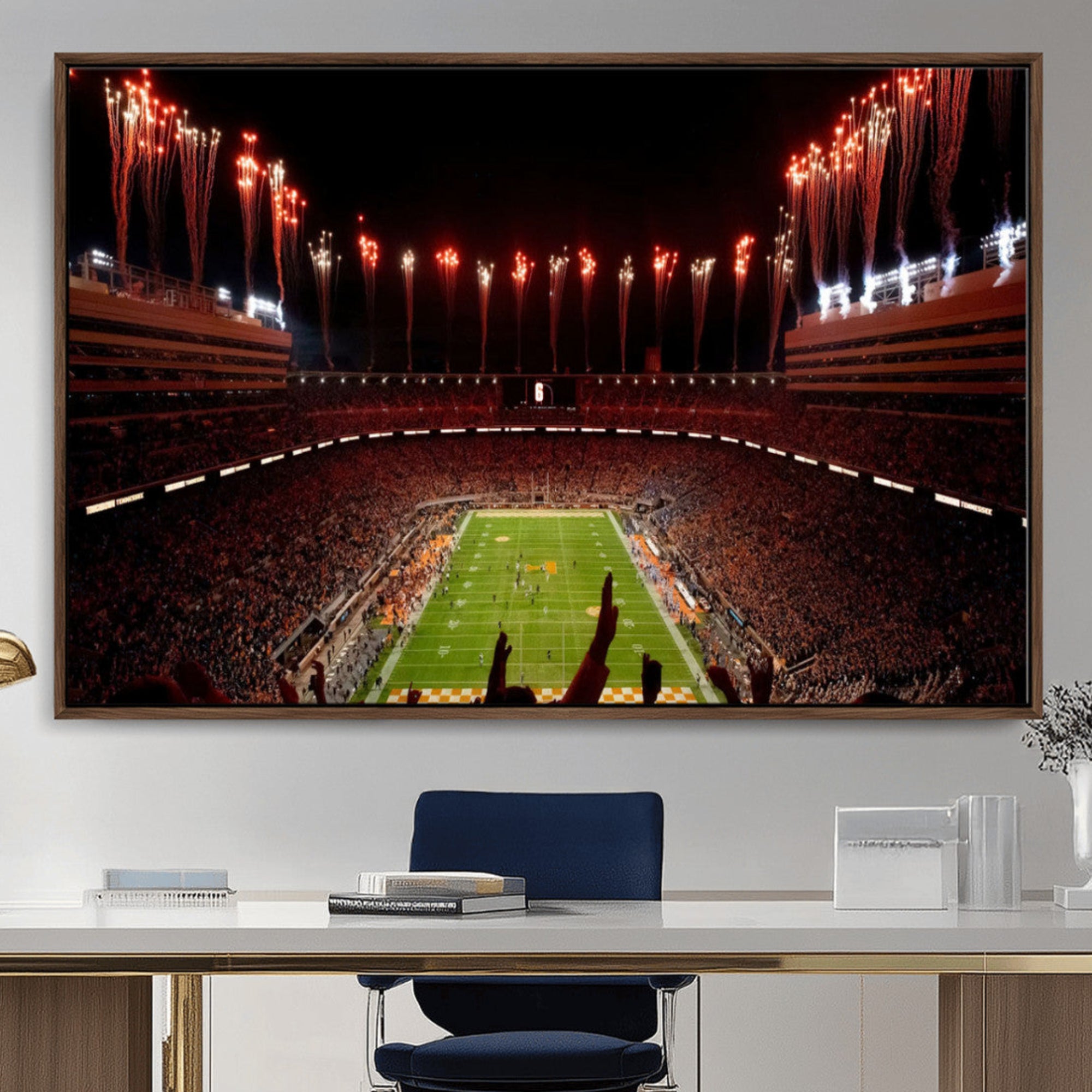 73358115-MGV-CV-36X24-Tennessee Neyland Stadium Wall Art, Sports Arena Canvas Print, Panoramic Stadium Canvas Artwork for Home, Office