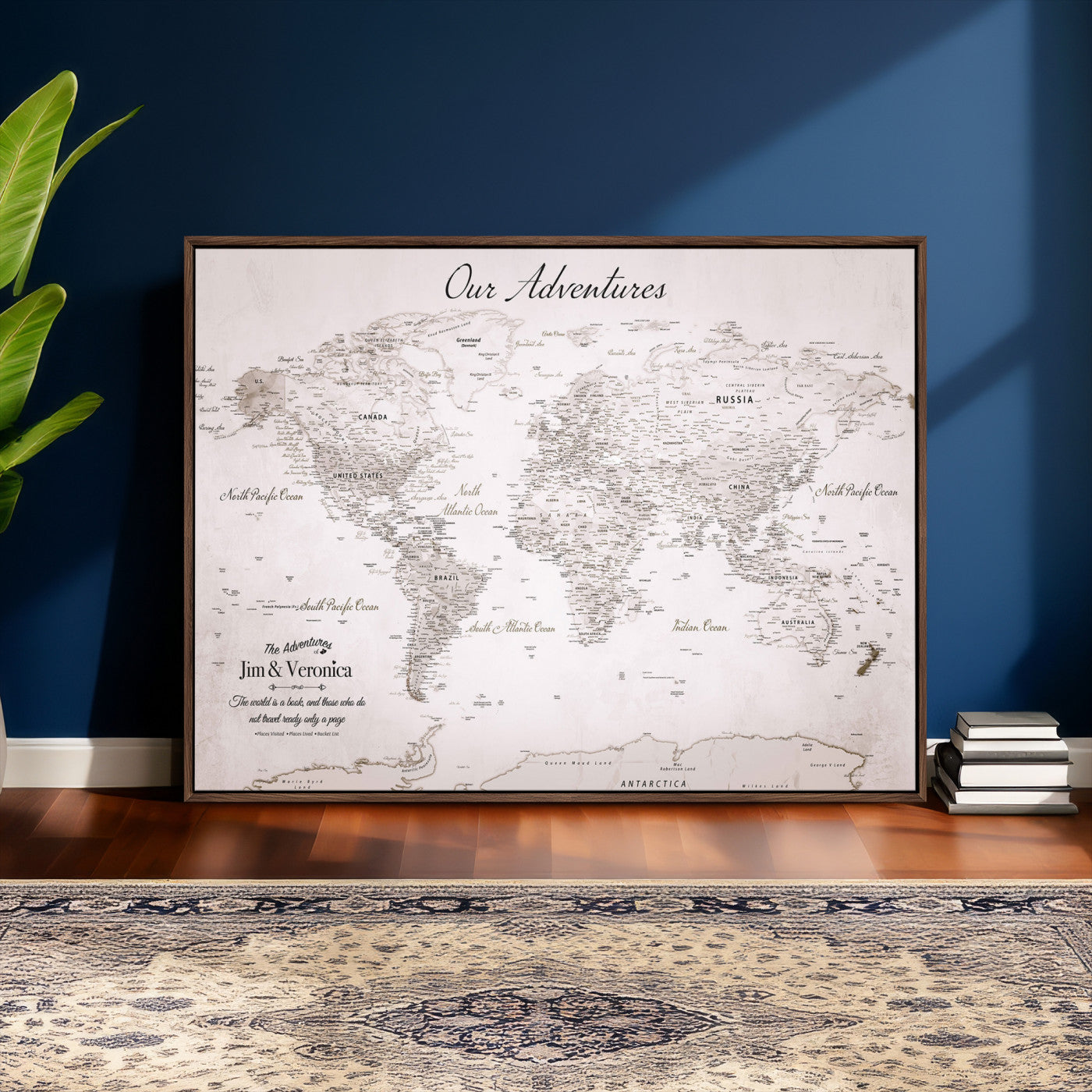 55881143-MGV-FC-36X24 - Personalized Push Pin World Map Wall Art Canvas Print with Pins – Customize Travel Tracker Map for Home and Office Décor