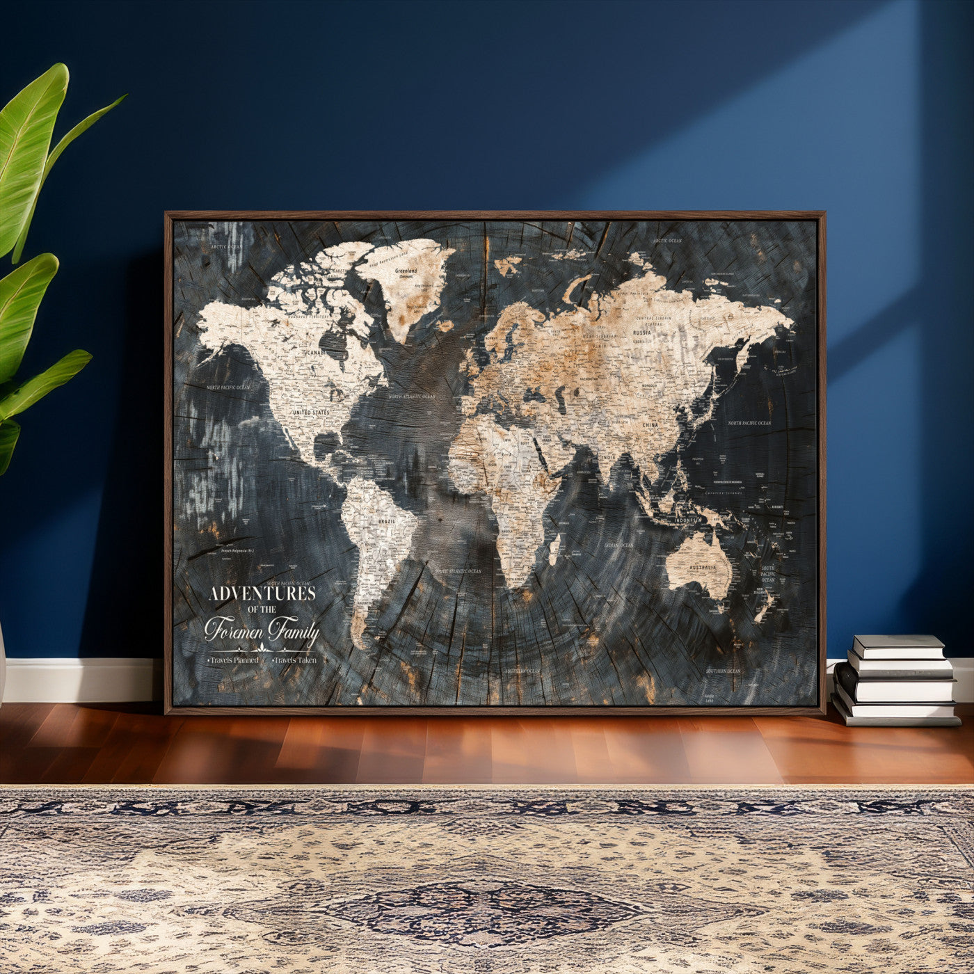 74461965-MGV-FC-36X24 - Customized Push Pin World Map Wall Art Canvas Print with Pins, Framed Personalize Travel Tracker Map, World Map for Living Room and Office Decor