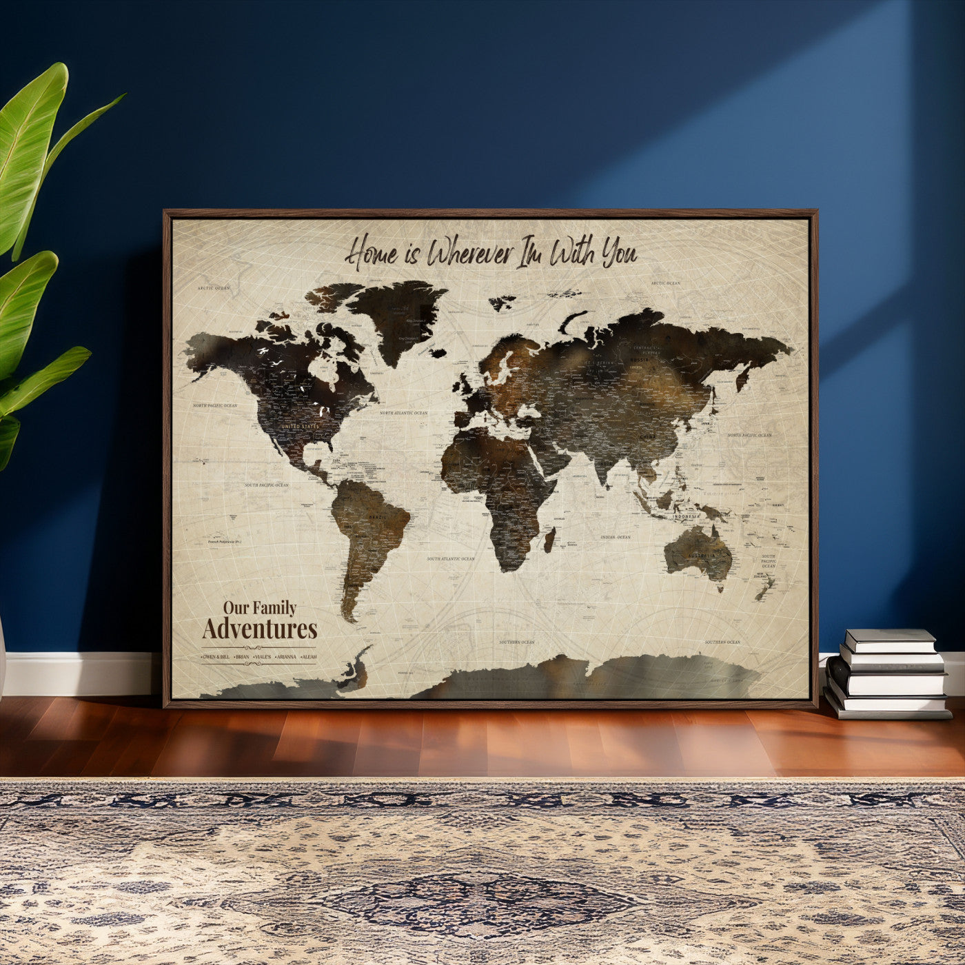 44658041-MGV-FC-36X24 - Customized Push Pin World Map Wall Art Canvas Print with Pins, Framed Personalize Travel Tracker Map, World Map for Living Room and Office Decor