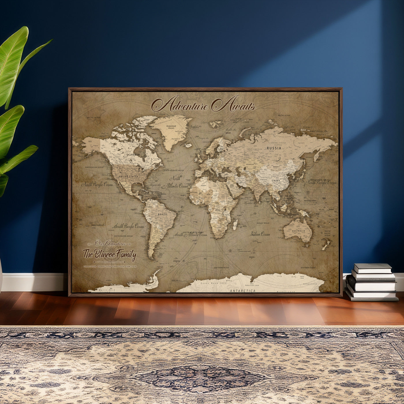 96775856-MGV-CV-36X24 - Custom Push Pin World Map Wall Art Canvas Print – Personalized Travel Tracker with Pins Framed Large for Home and Office Decor