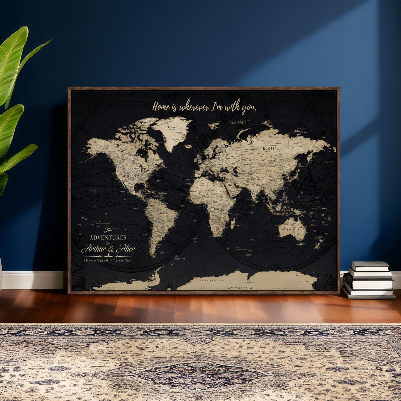 31416046-MGV-CV-36X24 - Custom Push Pin World Map Wall Art Canvas Print – Personalized Travel Tracker with Pins Framed Large for Home and Office Decor