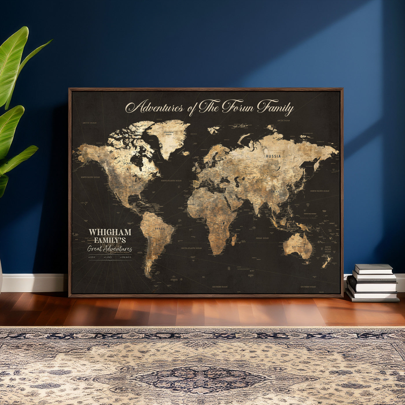 80238567-MGV-CV-36X24 - Custom Push Pin World Map Wall Art Canvas Print – Personalized Travel Tracker with Pins Framed Large for Home and Office Decor