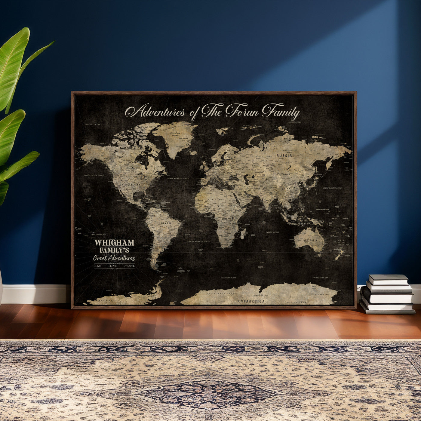 26348249-MGV-CV-36X24 - Custom Push Pin World Map Wall Art Canvas Print – Personalized Travel Tracker with Pins Framed Large for Home and Office Decor