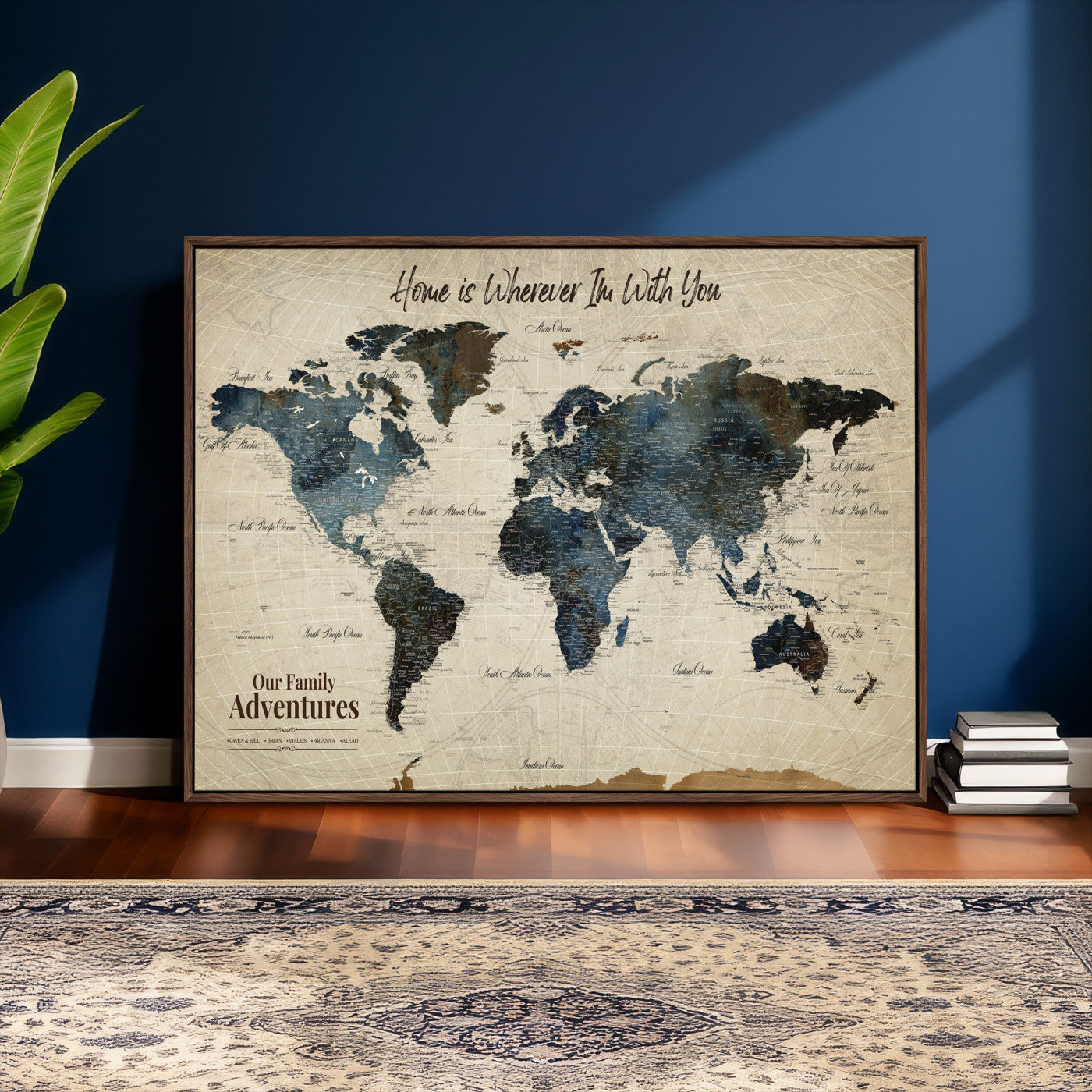 51383535-MGV-CV-36X24 - Custom Push Pin World Map Wall Art Canvas Print – Personalized Travel Tracker with Pins Framed Large for Home and Office Decor