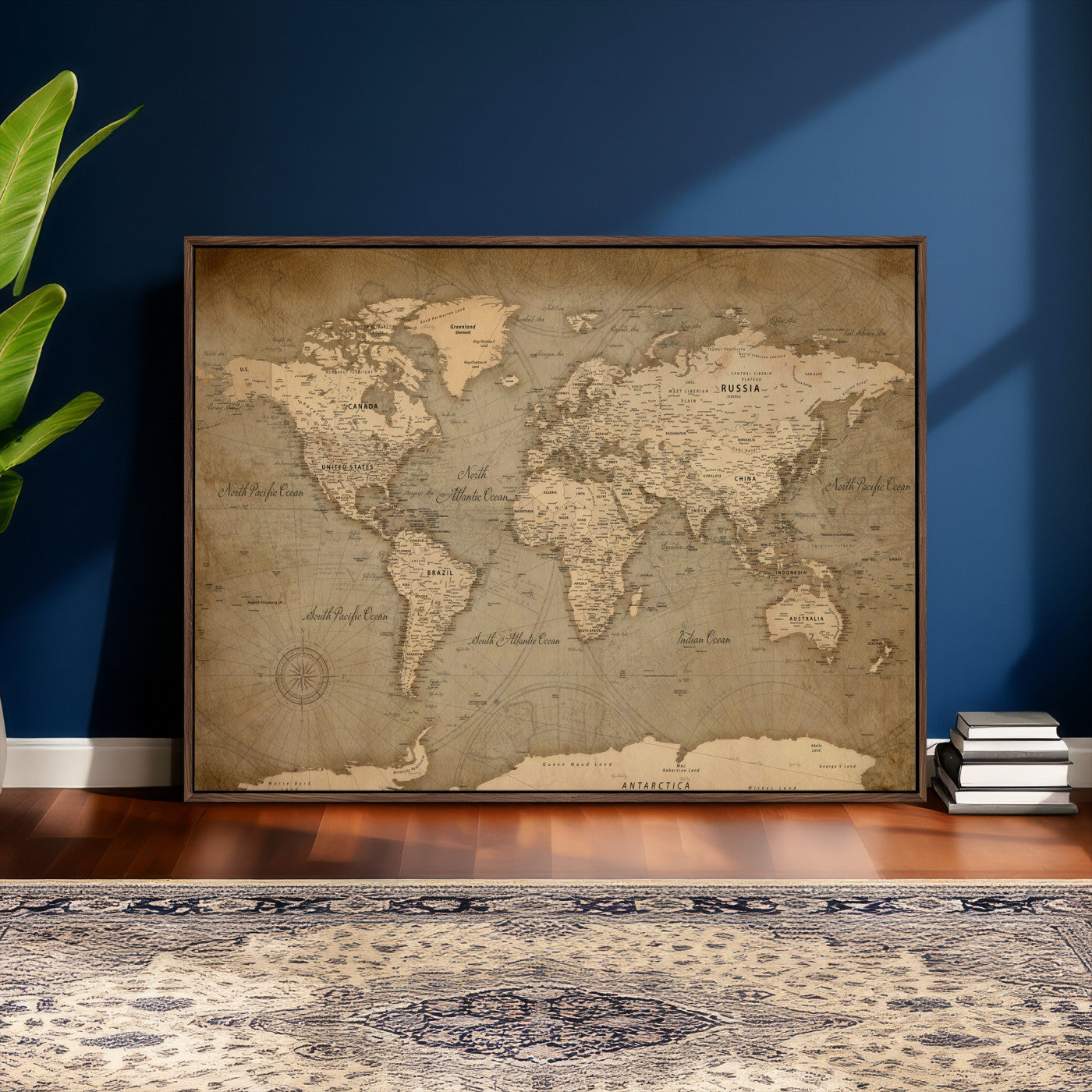 49946617-MGV-CV-36X24 - World Map Wall Art Canvas Print, Modern Decorative Framed Map Artwork Prints for Living Room, Office, Bedroom Wall Decor