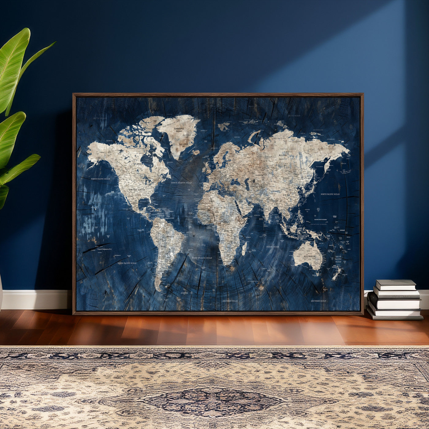56126010-MGV-CV-36X24 - World Map Wall Art Canvas Print, Modern Decorative Framed Map Artwork Prints for Living Room, Office, Bedroom Wall Decor
